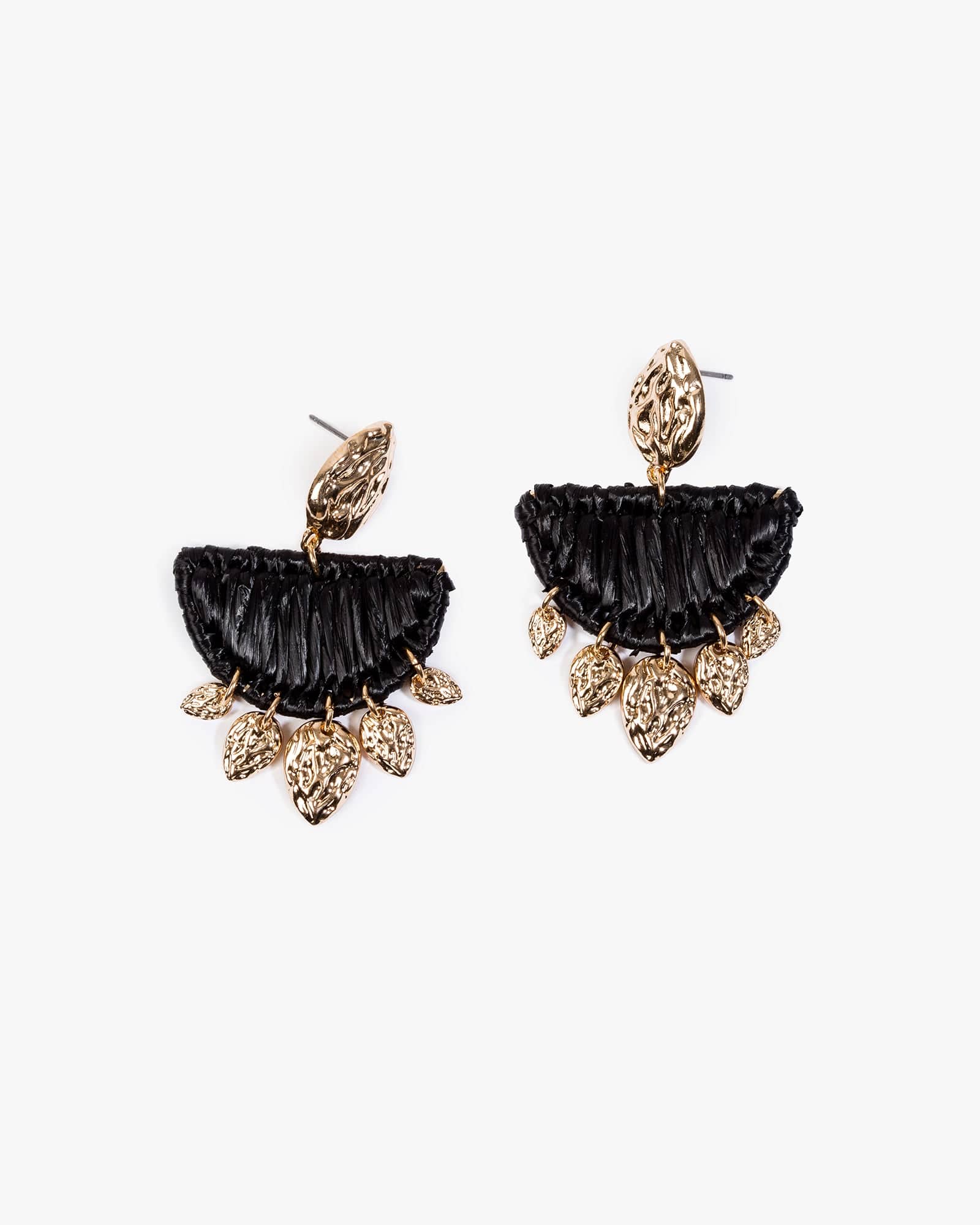 Black Wrapped Textural Drop Earrings