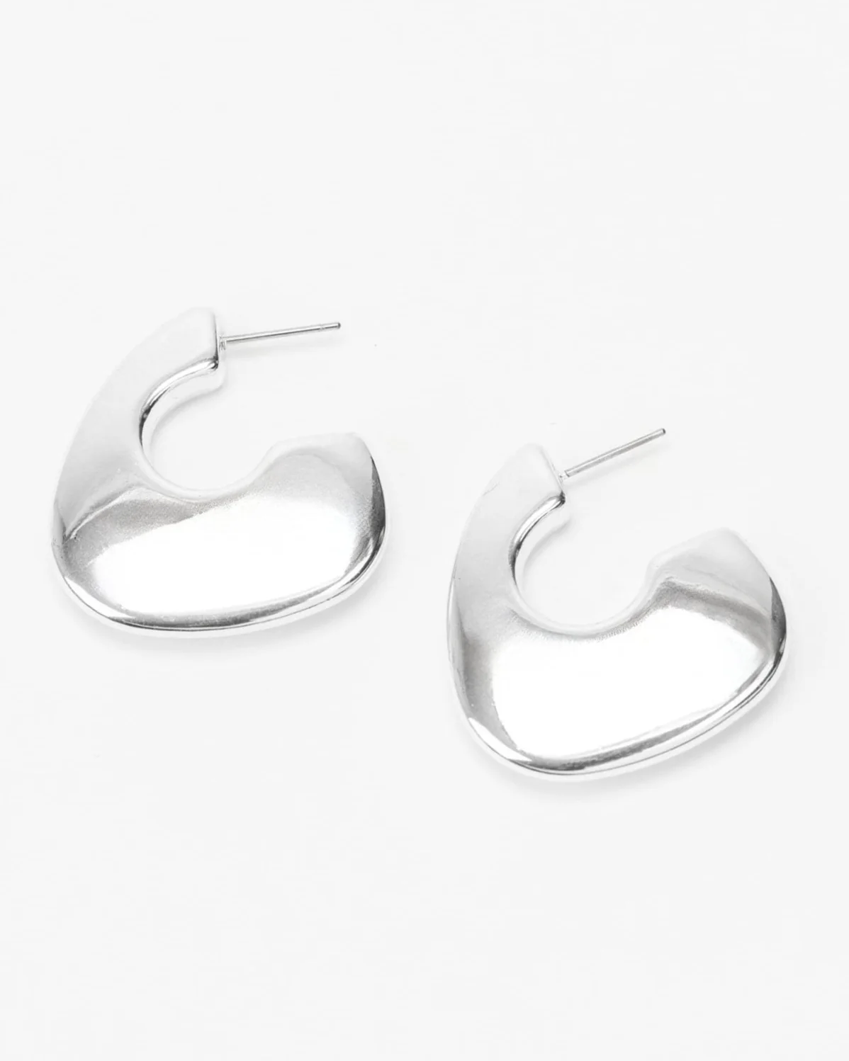 Silver Chunky Flat Hoop Earrings