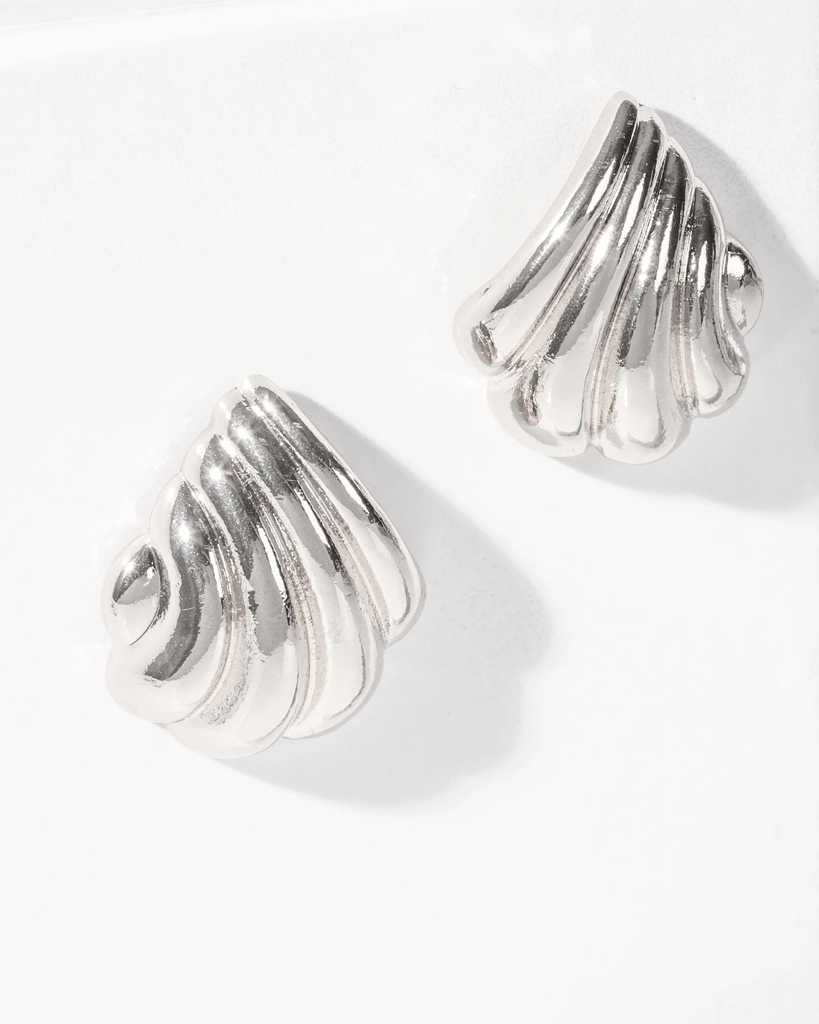Silver Textured Tear Drop Stud Earrings