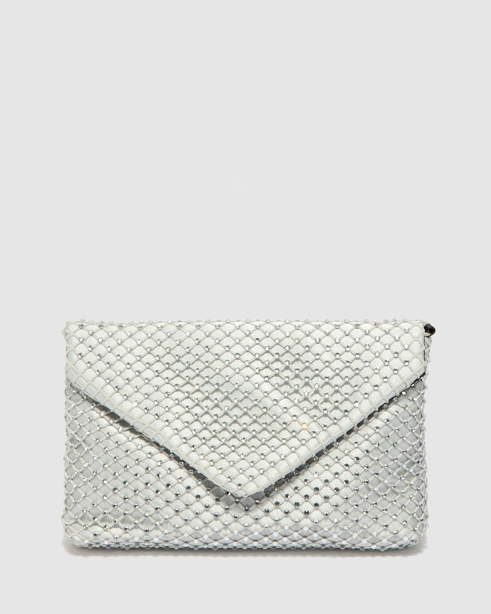 Silver Kylie Crystal Mesh Crossbody Bag