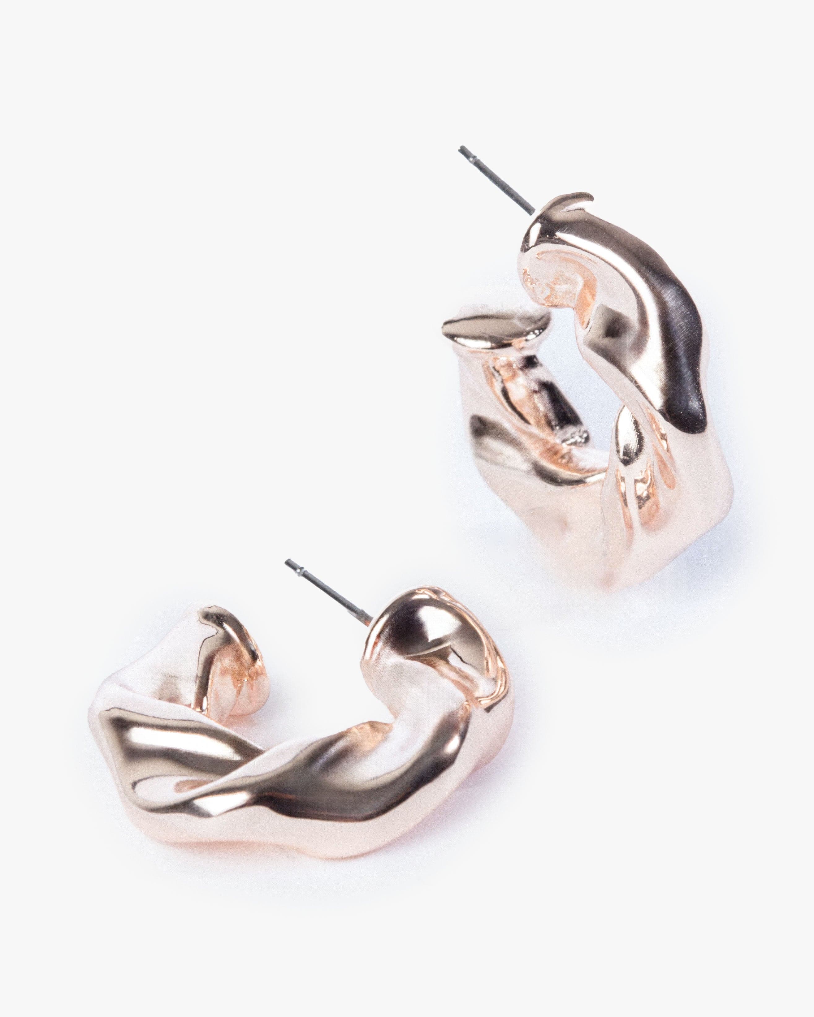 Rose Gold Chubby Twist Hoop Earrings