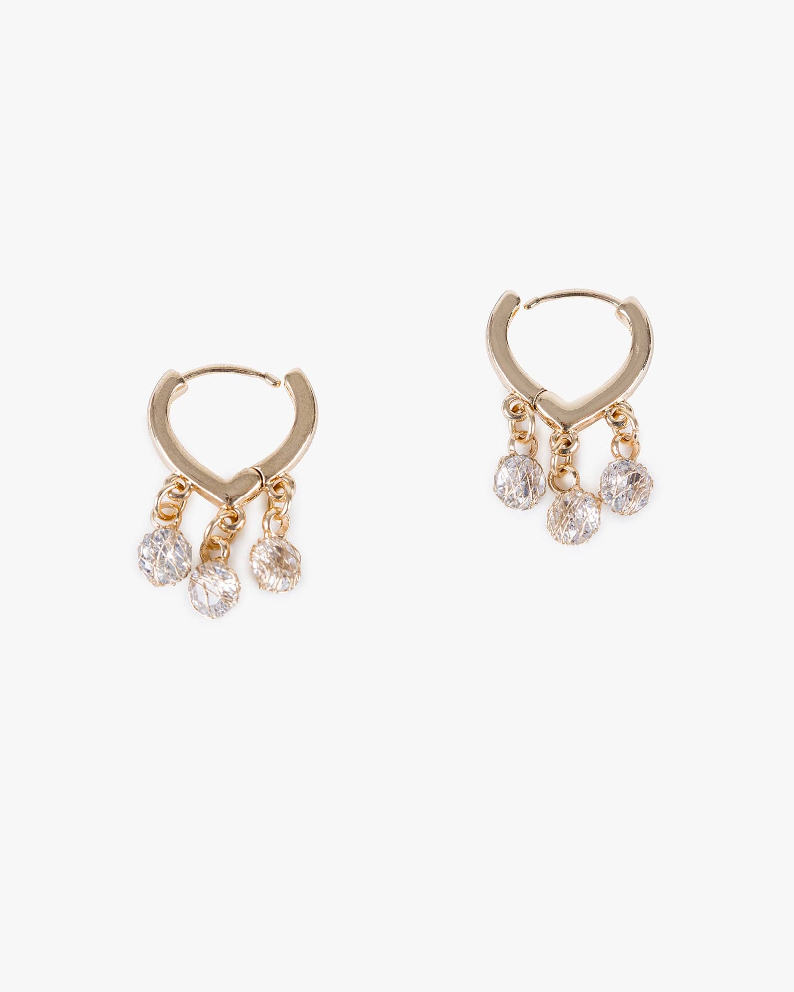 Gold Cubic Zirconia Drops Huggie Hoop Earrings