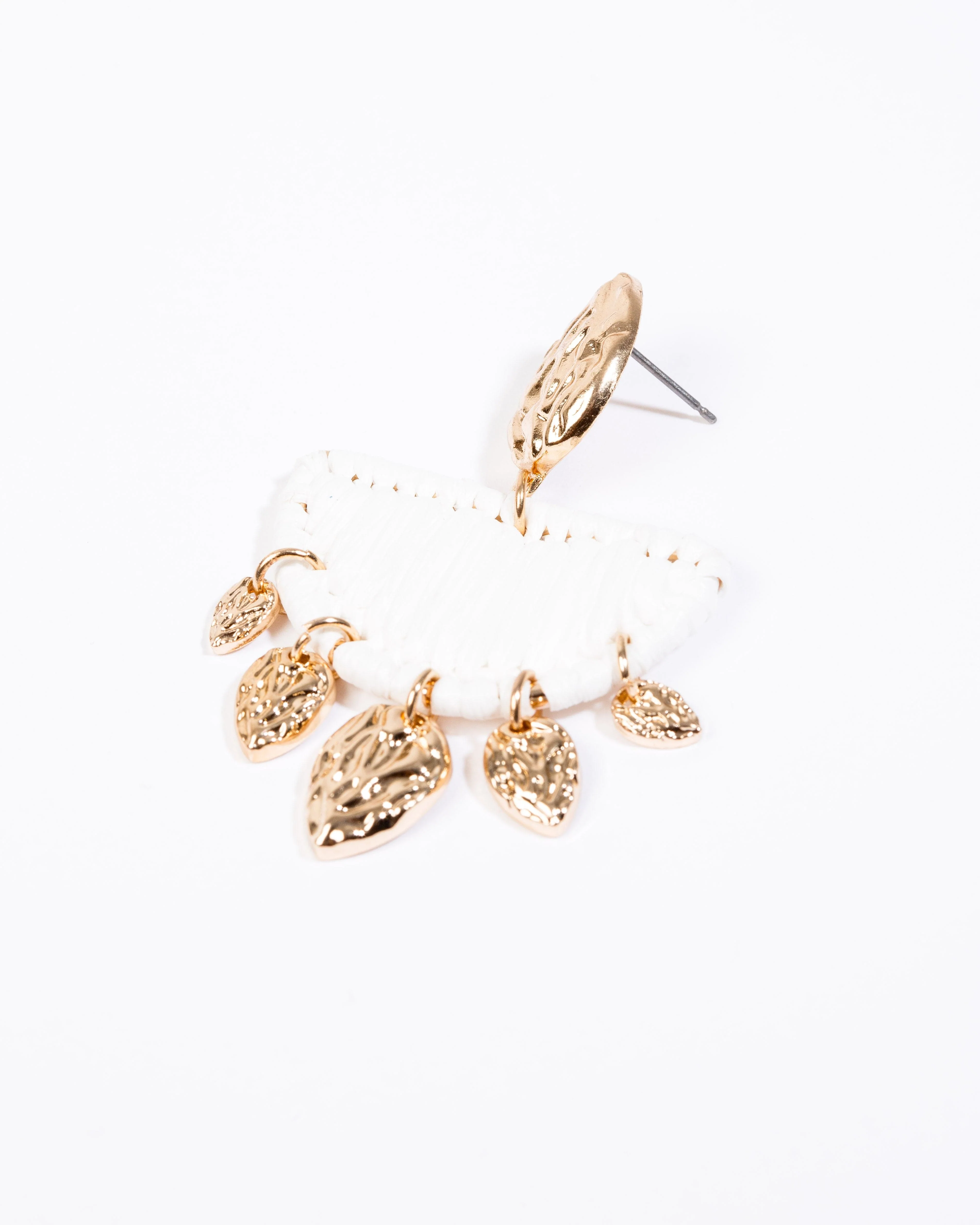 White Wrapped Textural Drop Earrings