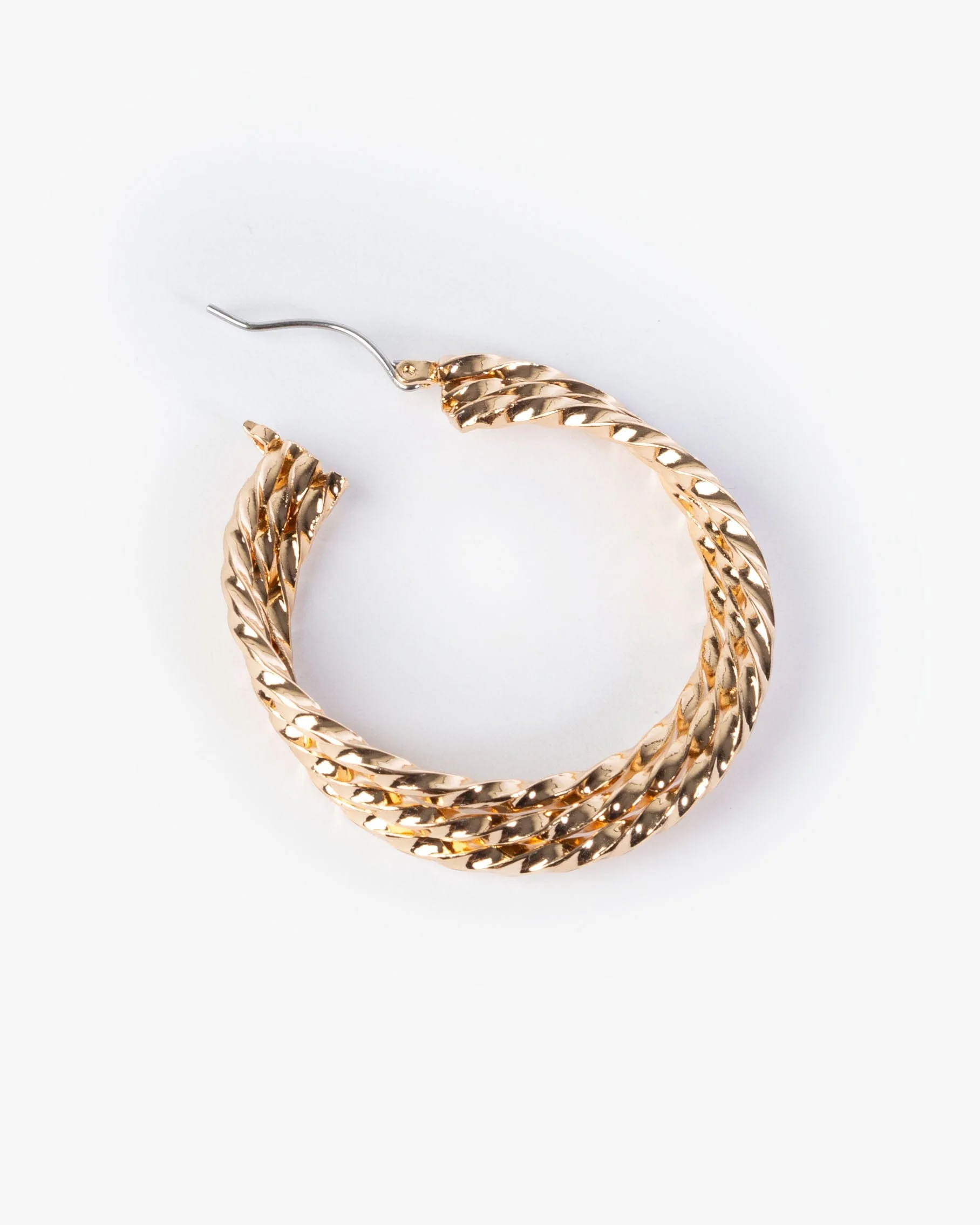 Gold Twisted Triple Hoop Earrings