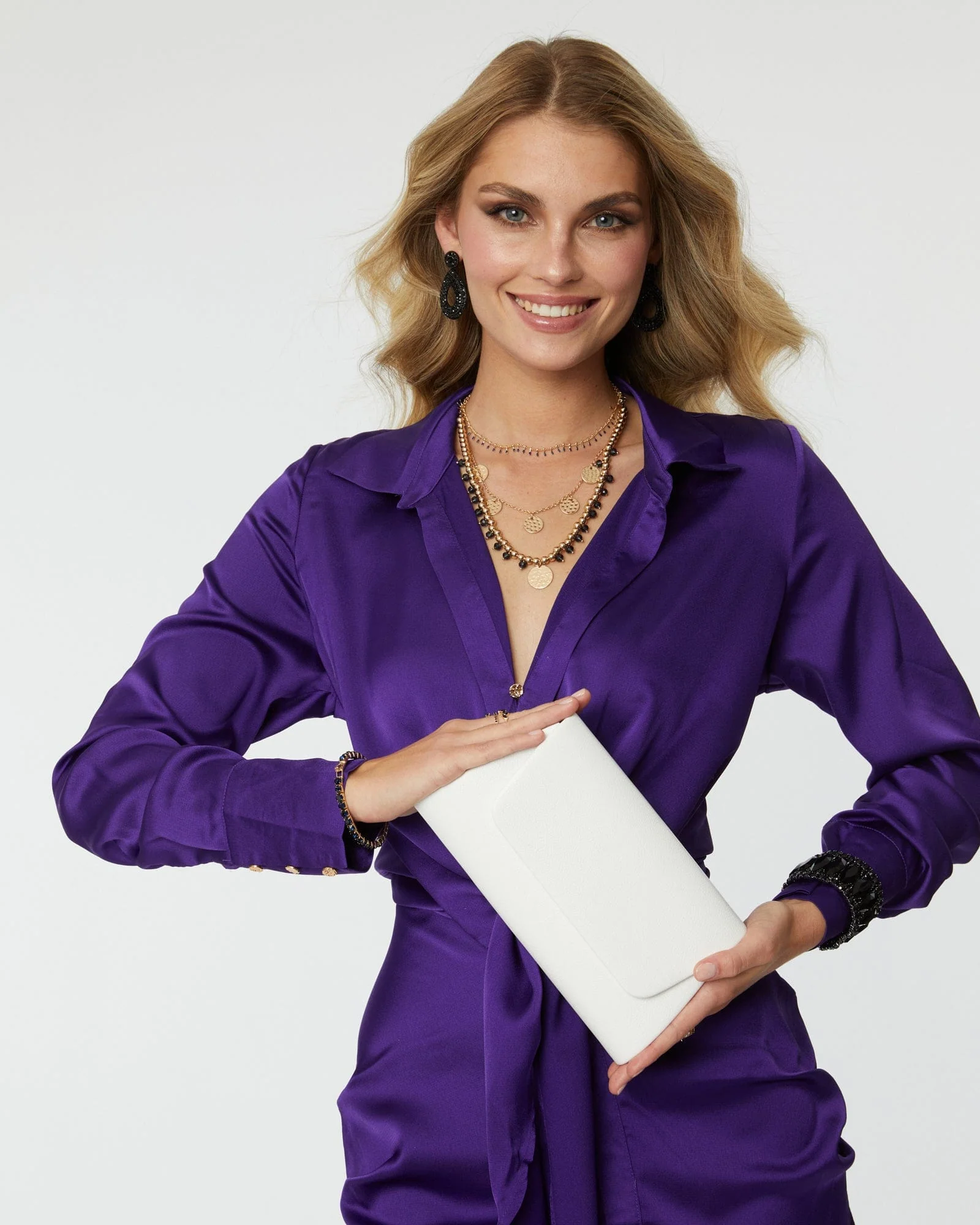 White Leaha Clutch Bag