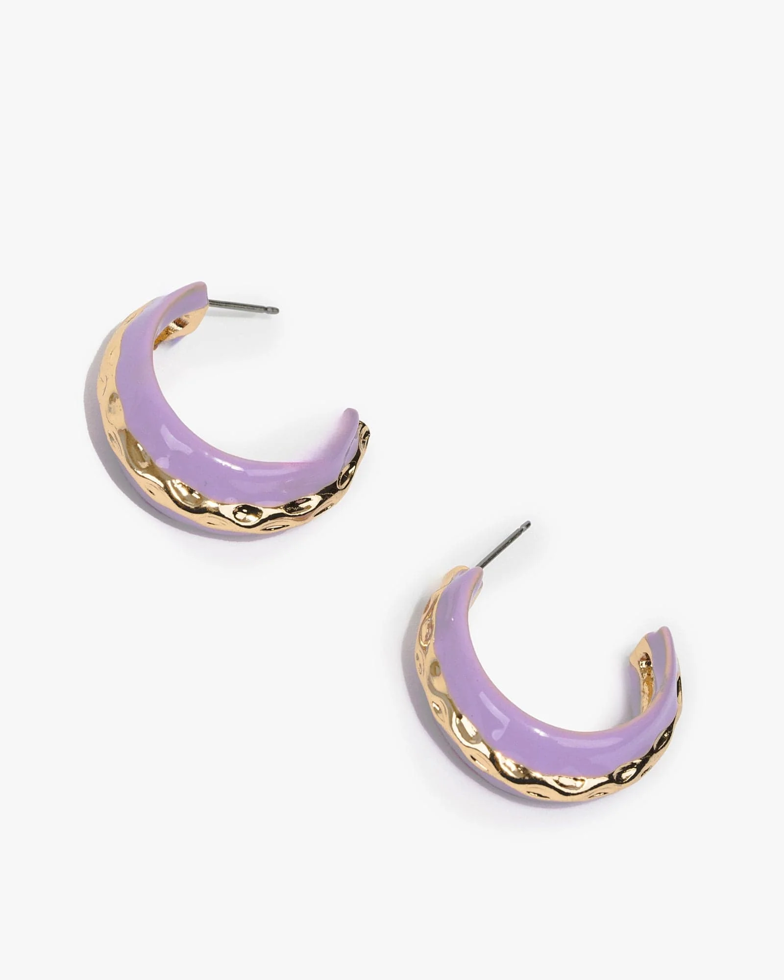 Purple Organic Lined Hoop Earrings