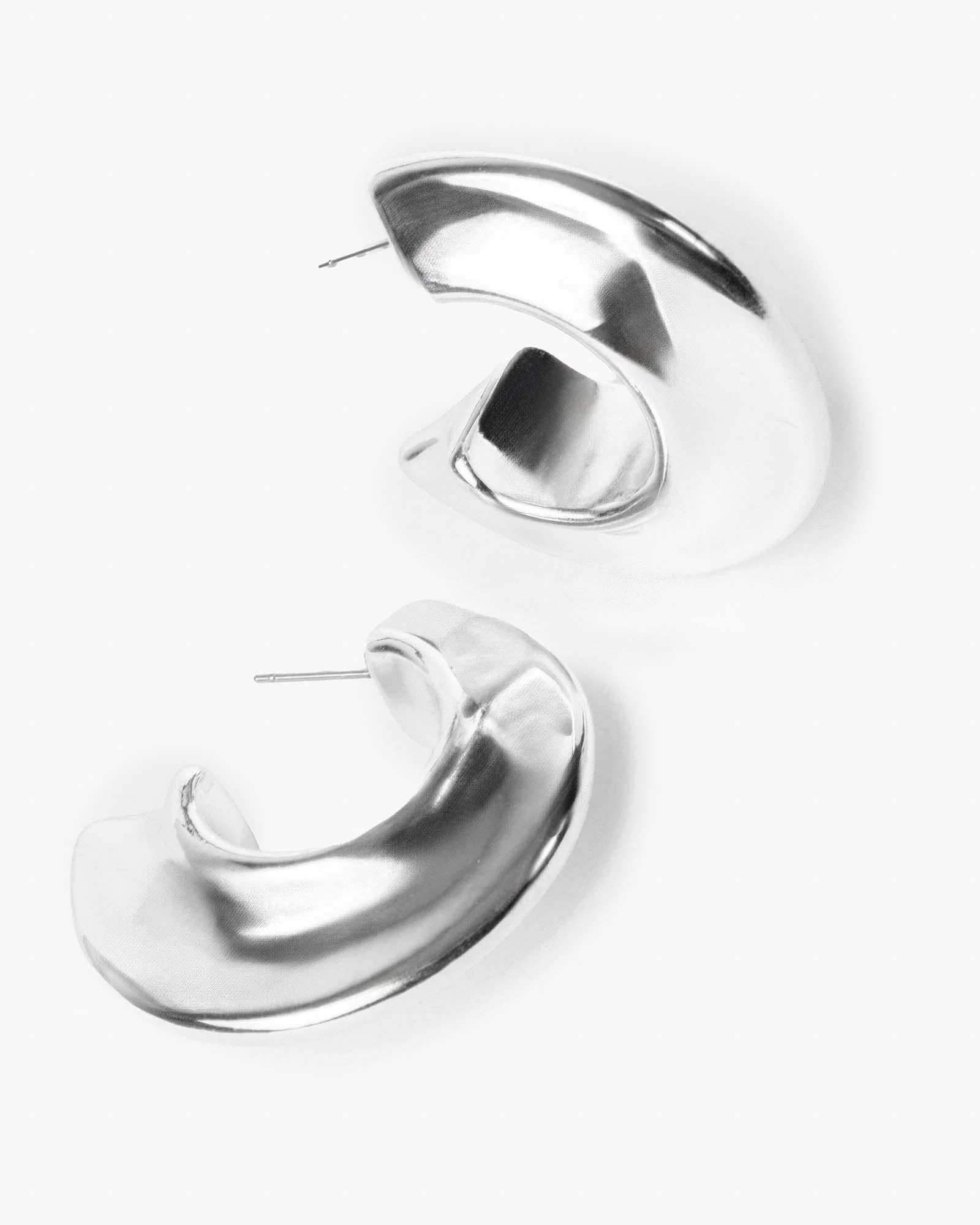 Silver Ridged Hoop Earrings