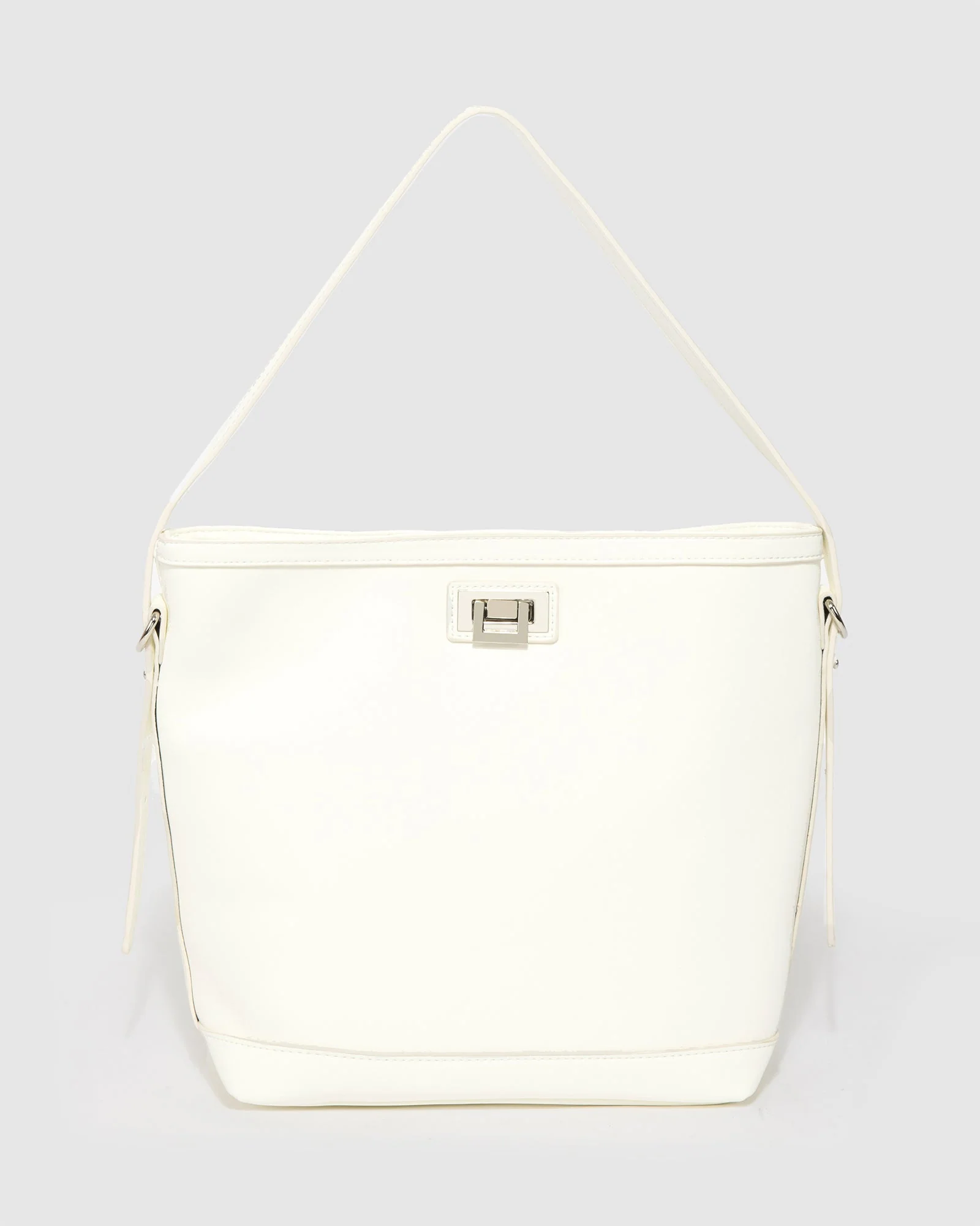 White Zoey Lock Bucket Bag