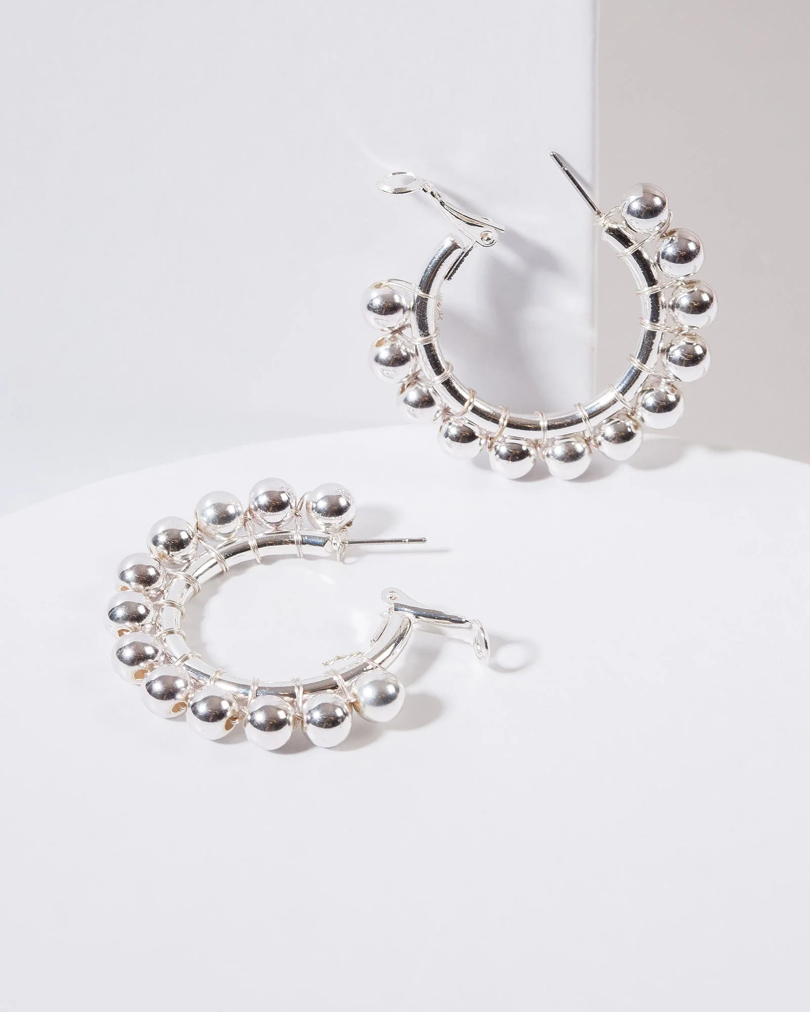 Silver Balls Around Hoop Earrings