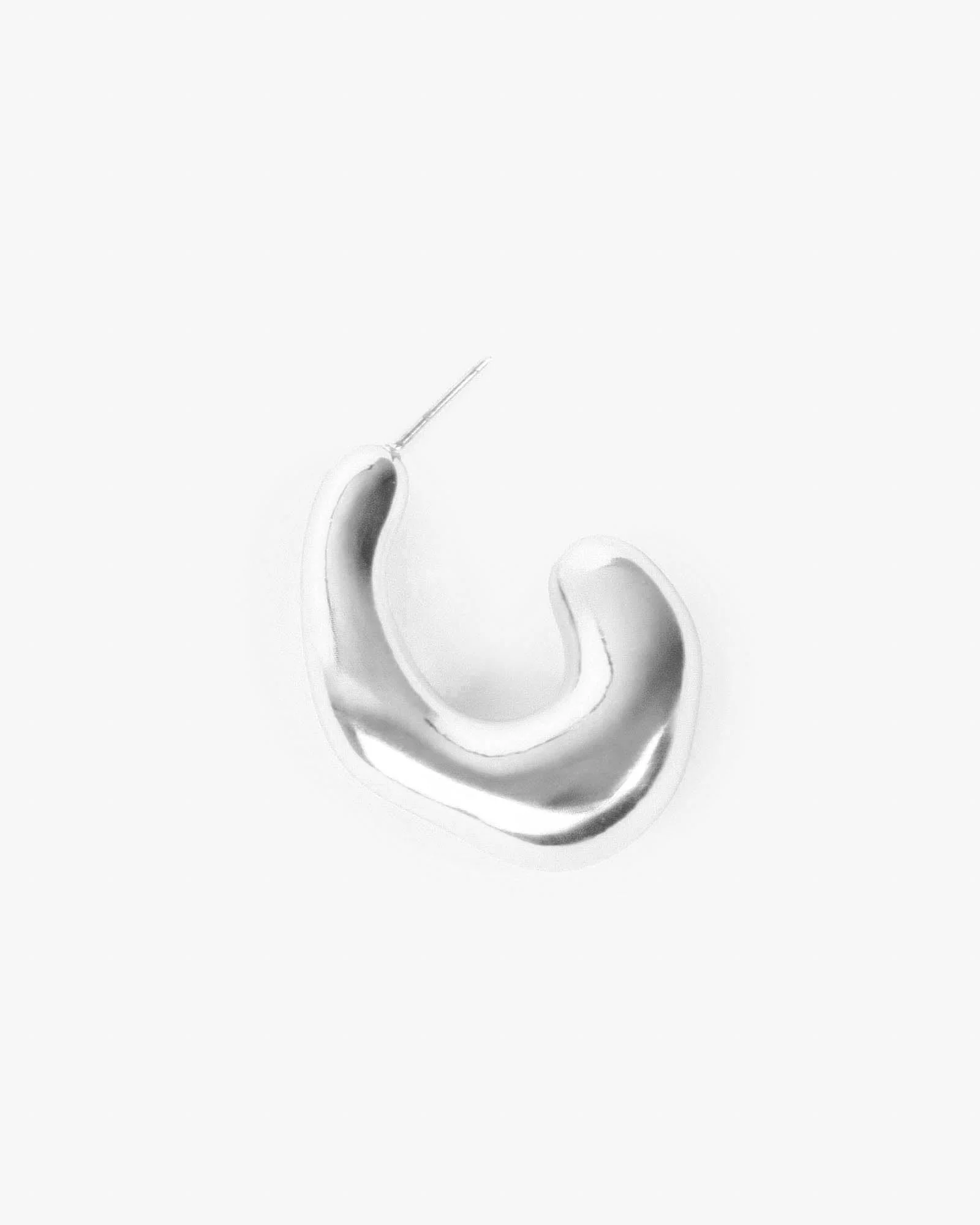 Silver Wavey Organic Oval Hoop Earrings
