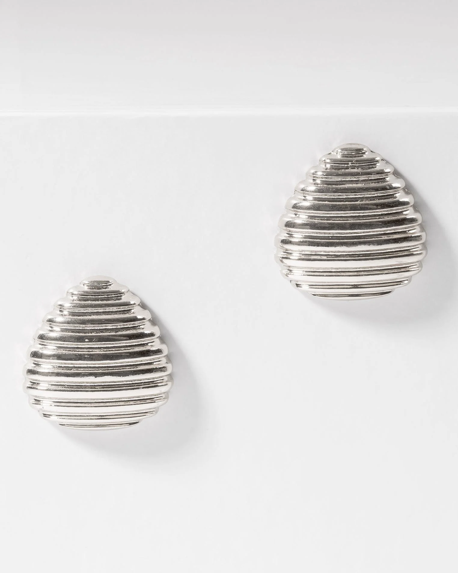Silver Lined Teardrop Large Stud Earrings
