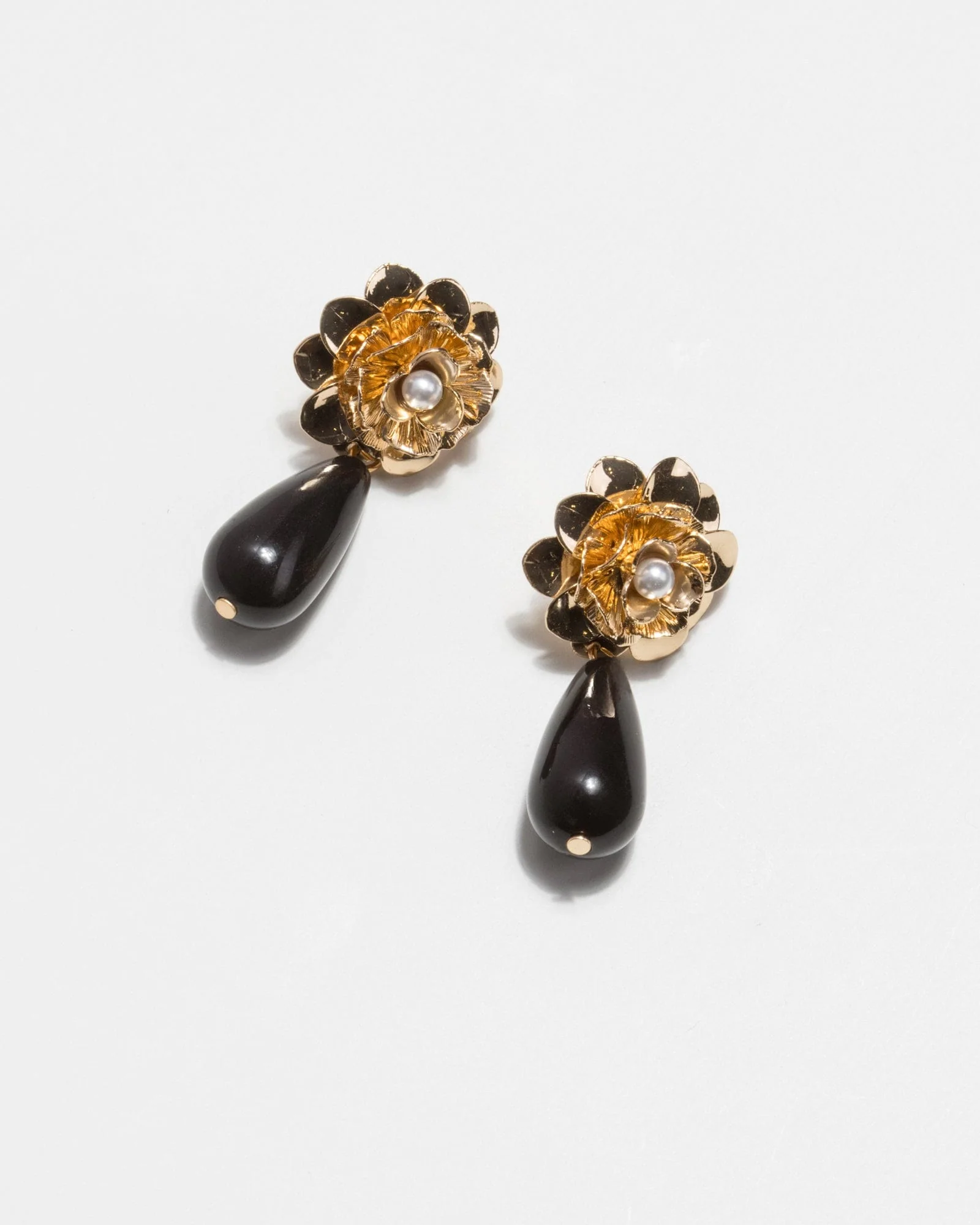 Gold Layered Rose Pearl Drop Earrings