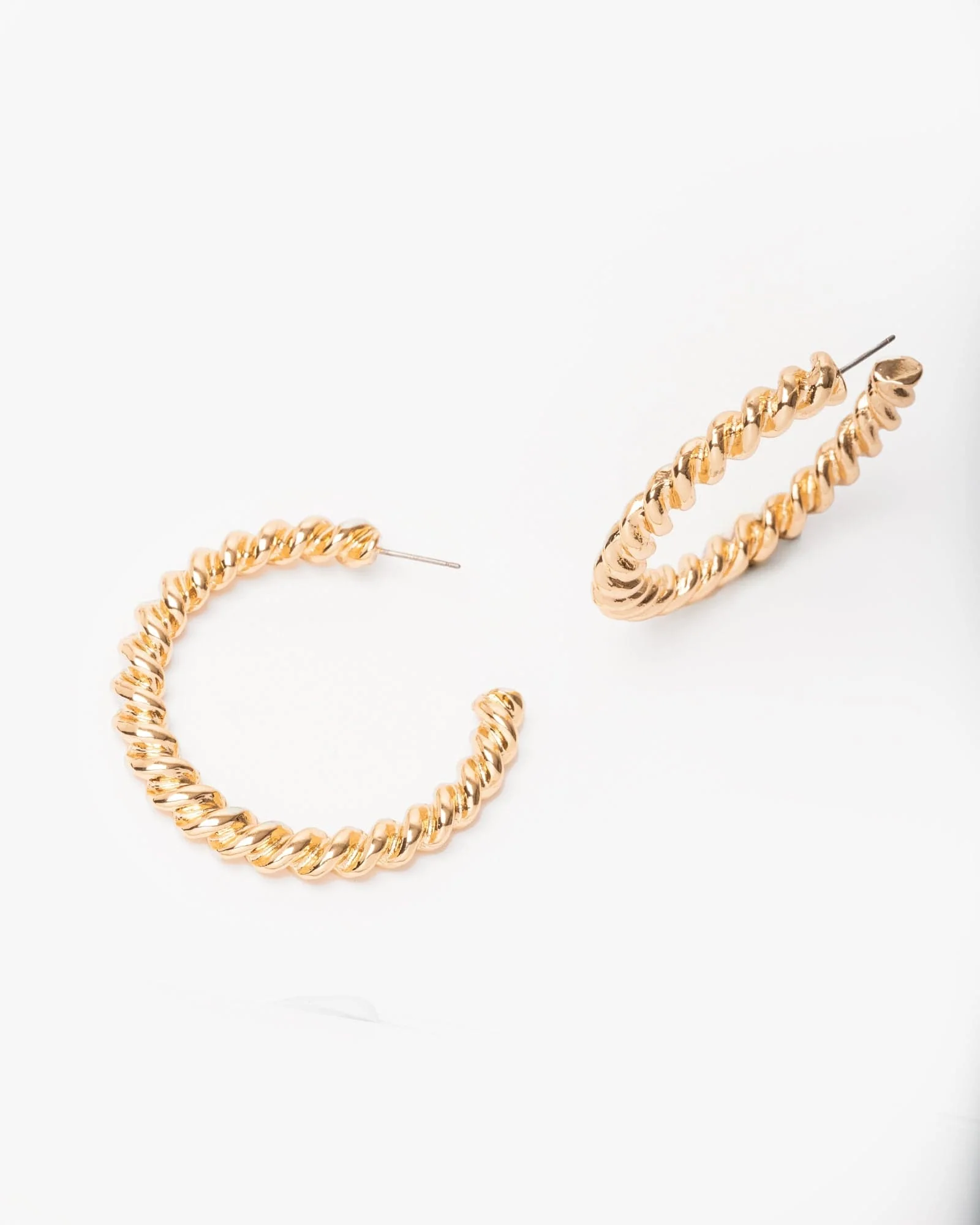 Gold Large Link Band Hoop Earrings