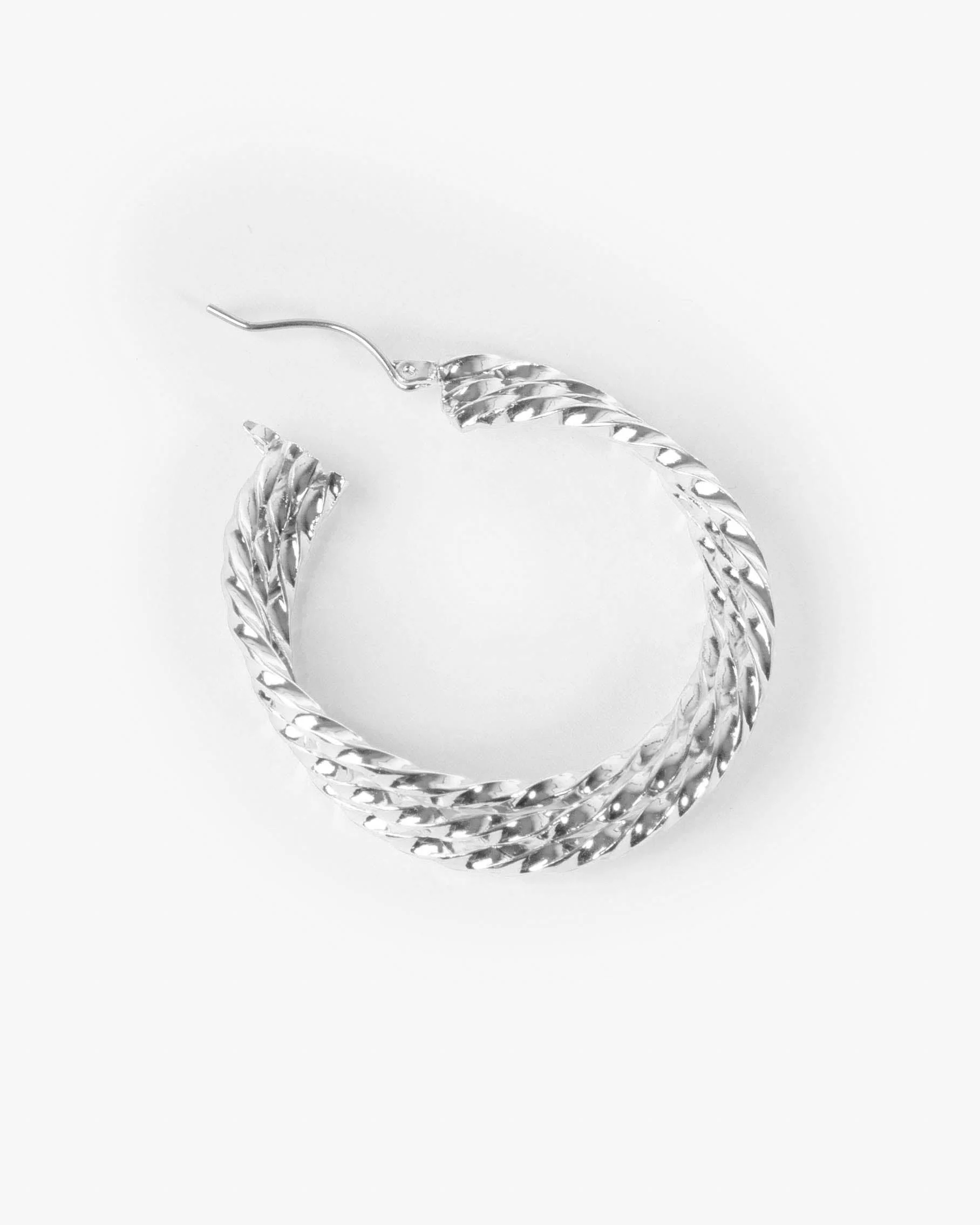 Silver Twisted Triple Hoop Earrings