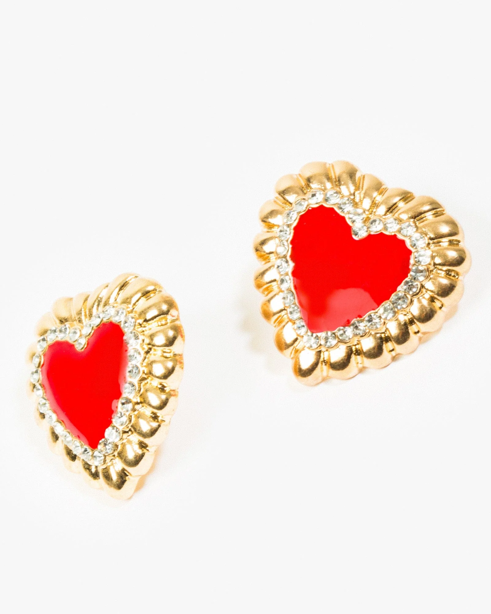 Red Heart Statement Stud Earrings