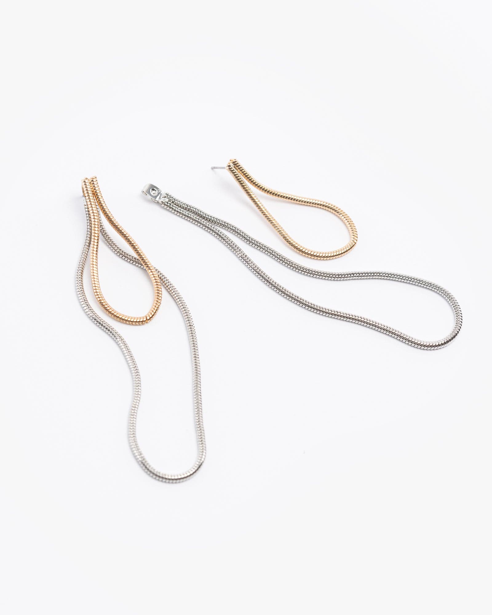 Multi Colour Double Chain Loop Drop Earrings