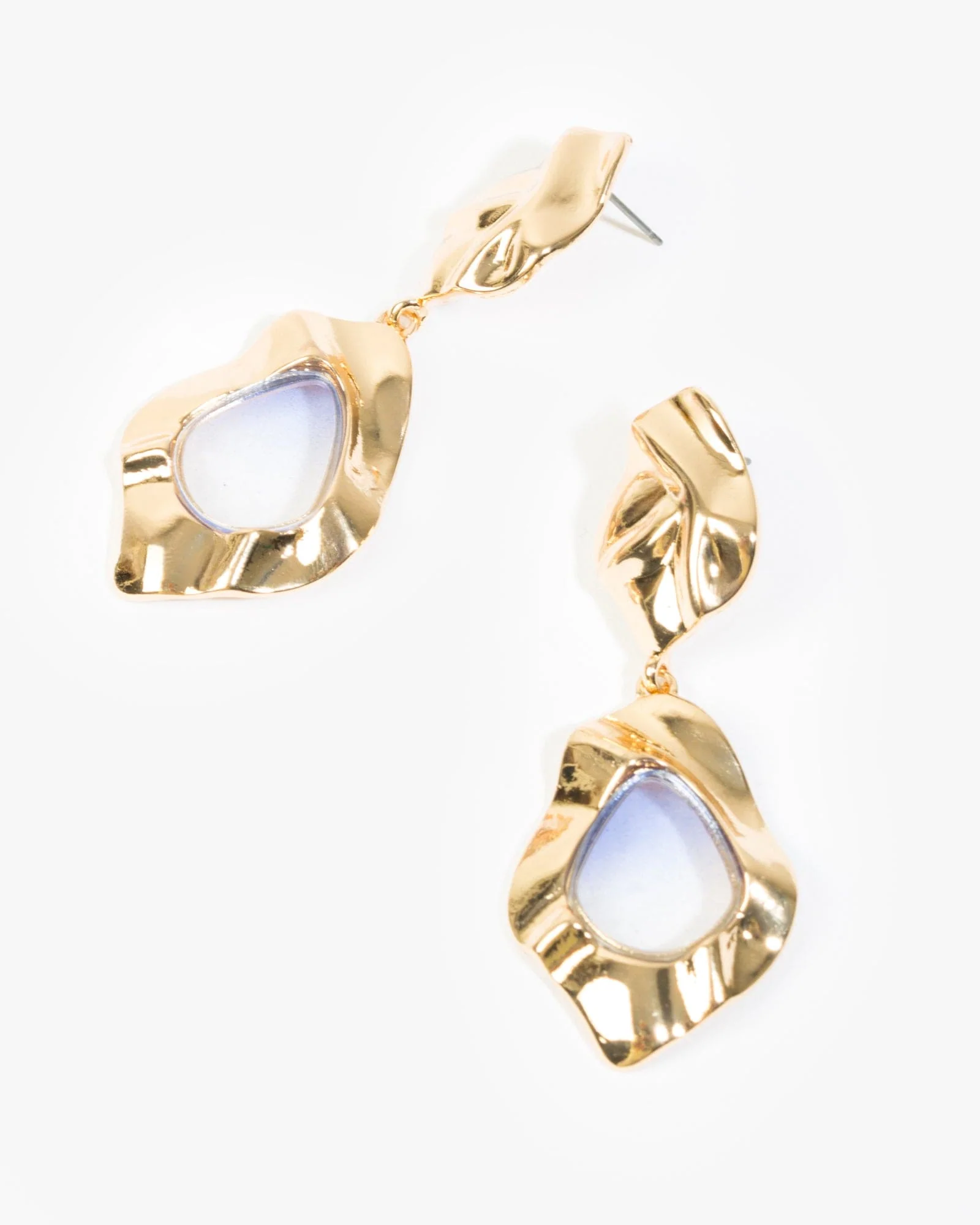 Blue Textured Metal Opaque Earrings