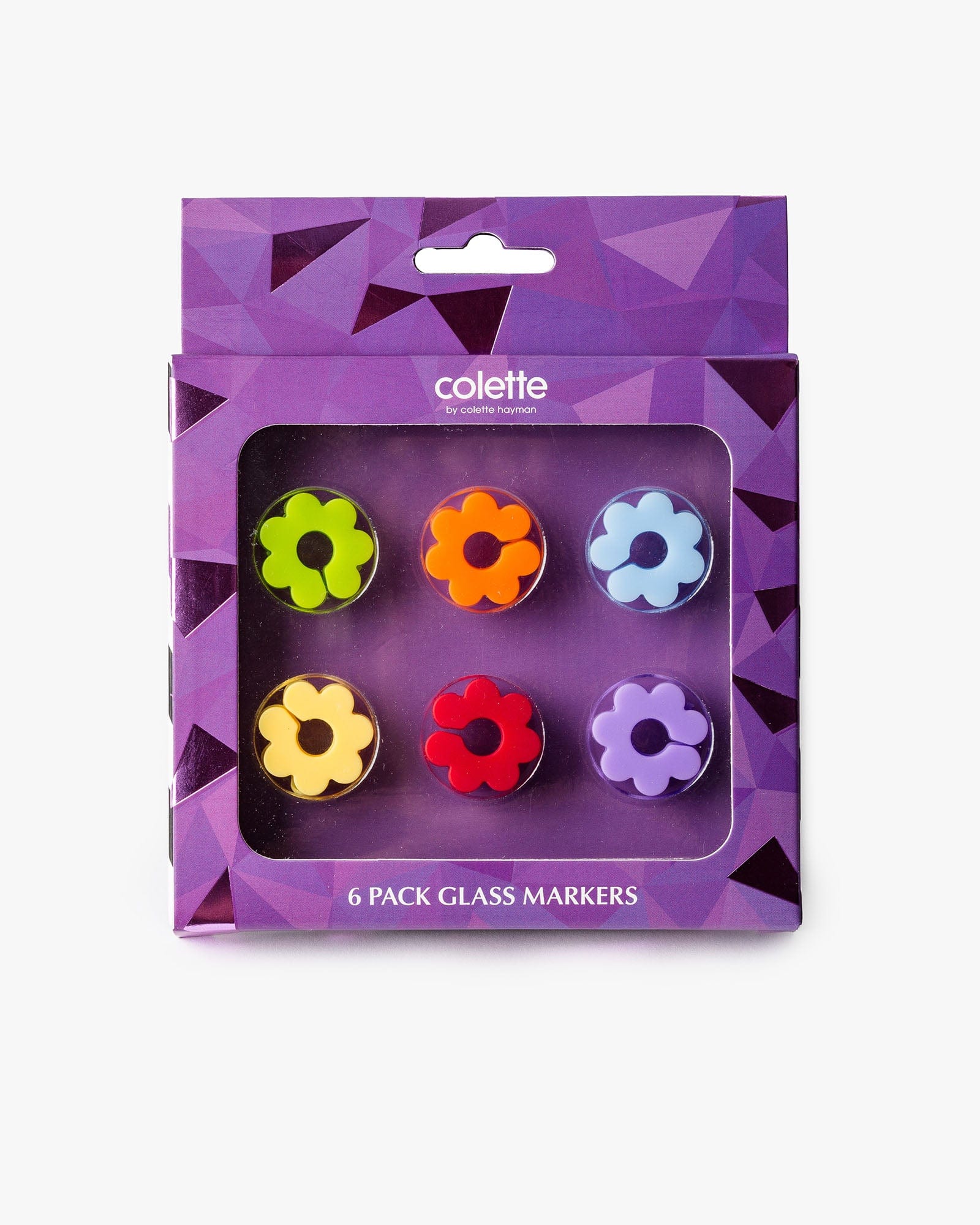 Multi Colour 6 Pack Flower Glass Markers