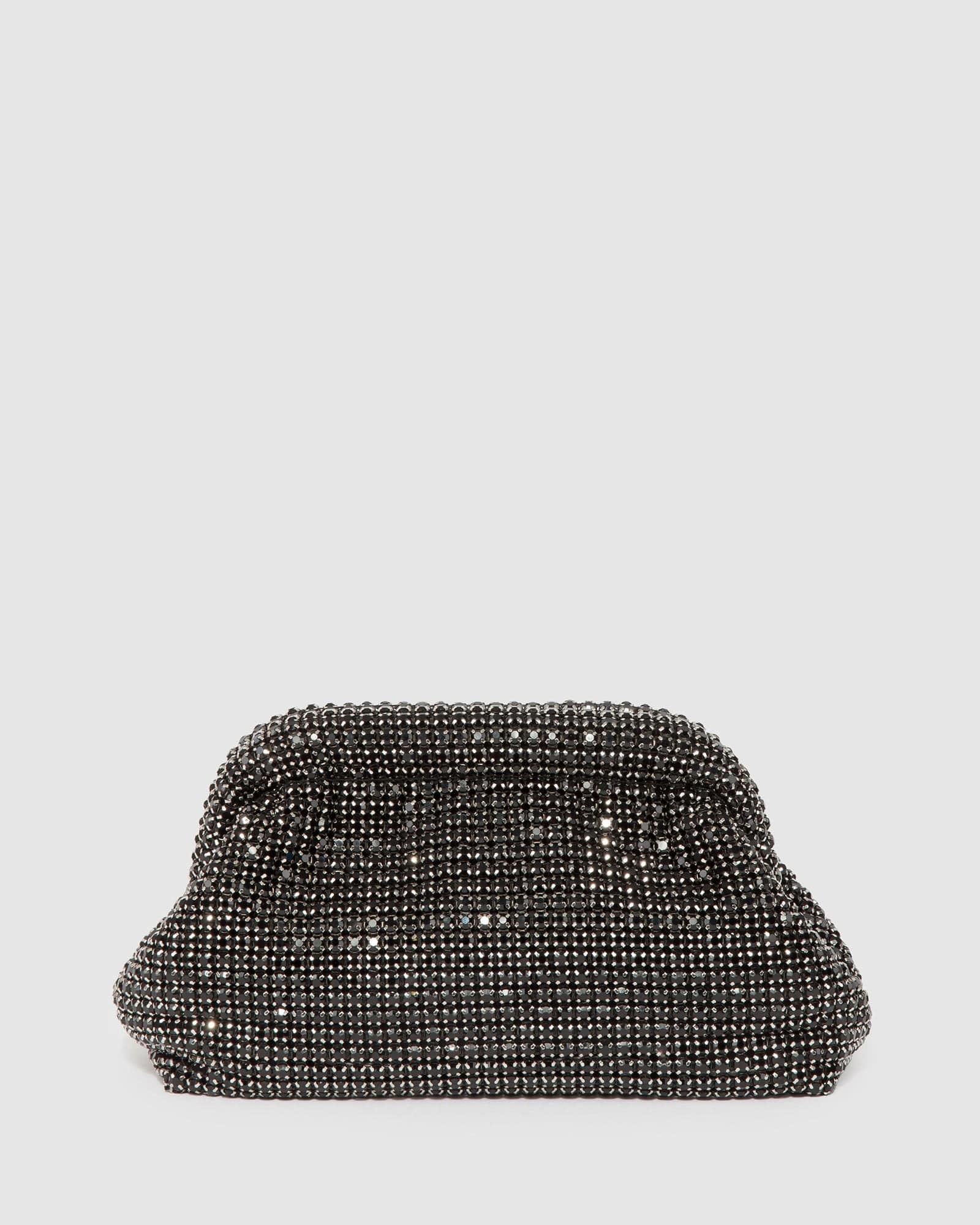 Black Rosie Crystal Pouch Bag