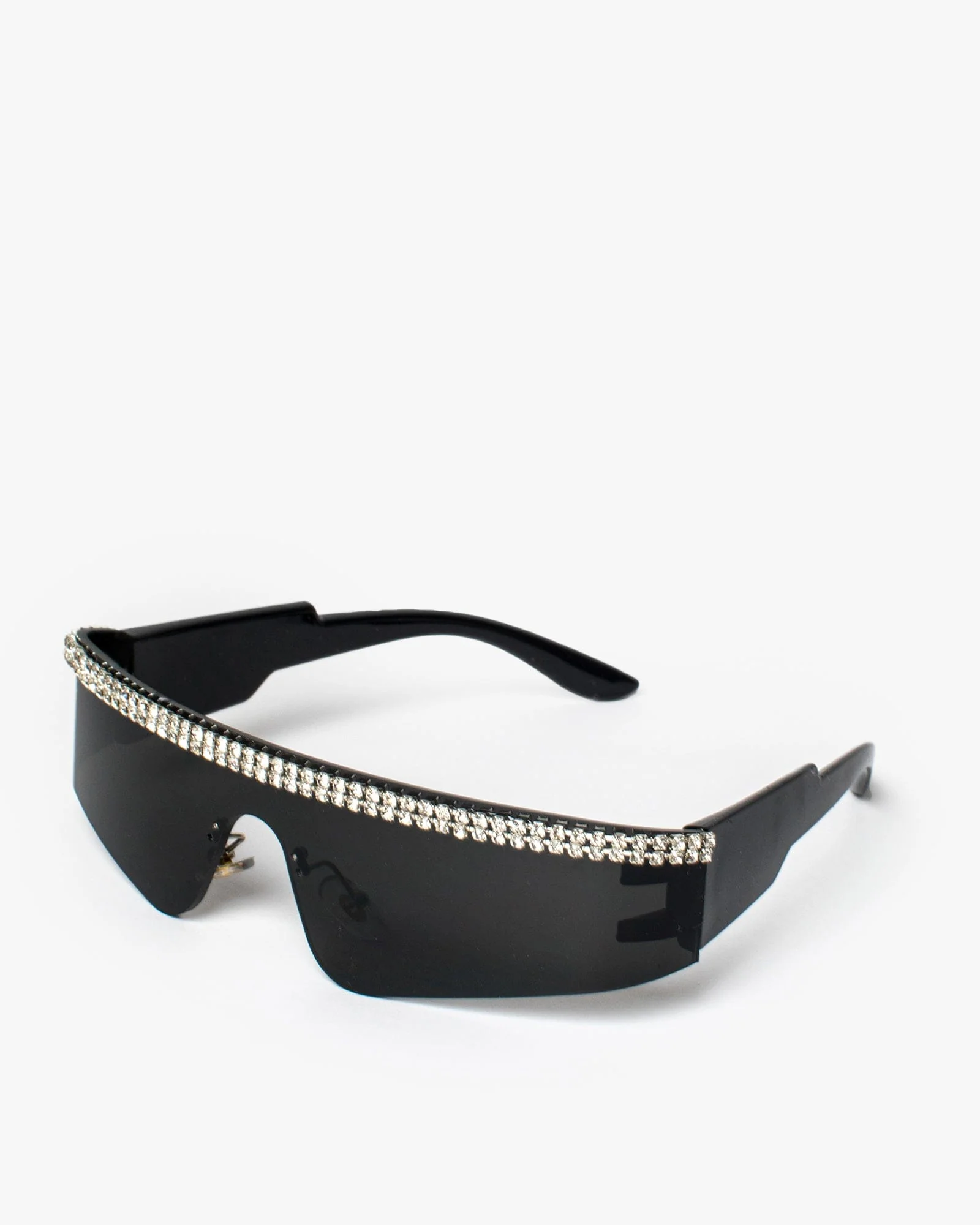 Black Crystal Detail Sheild Sunglasses