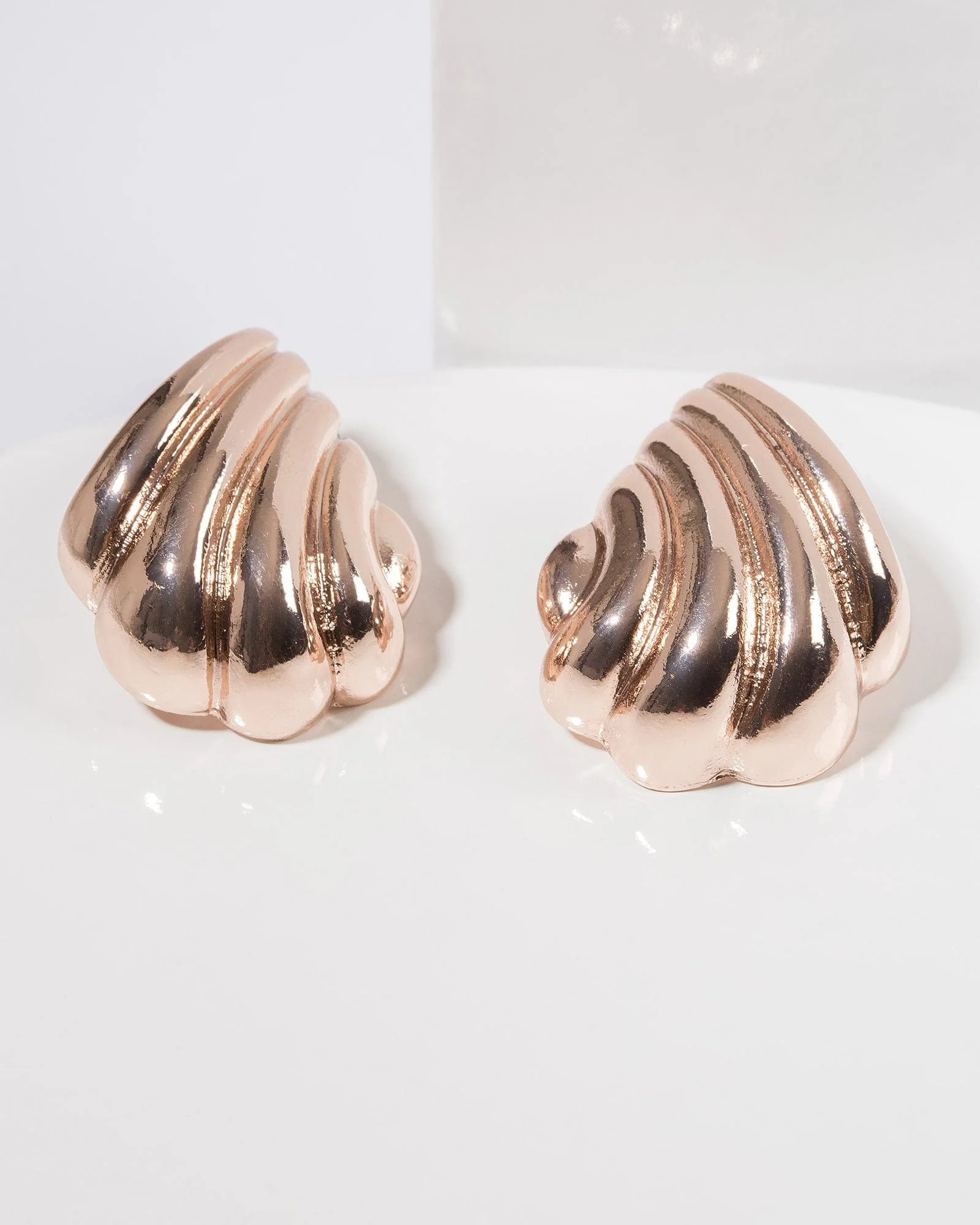 Rose Gold Textured Tear Drop Stud Earrings