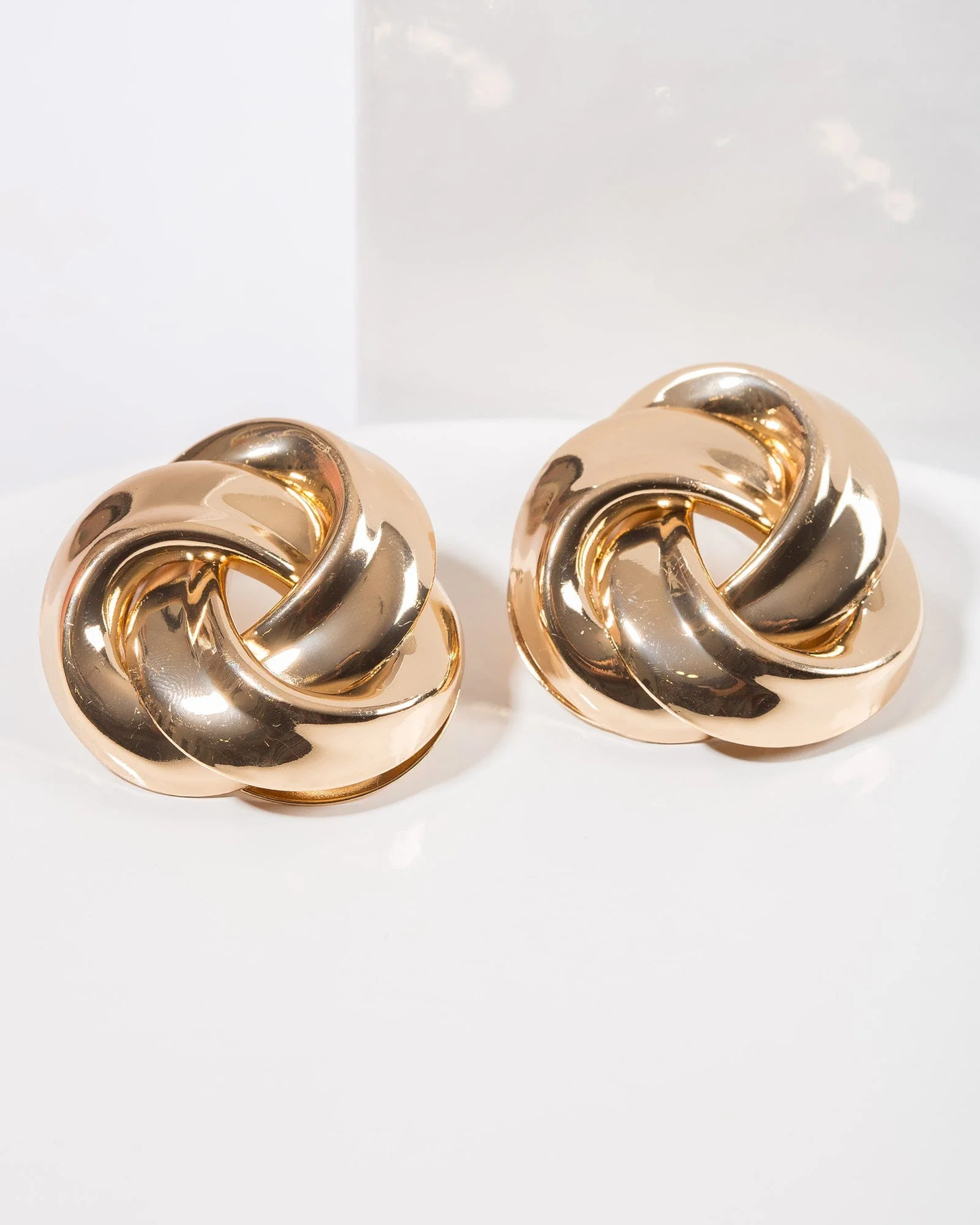 Gold Large Knot Stud Earrings