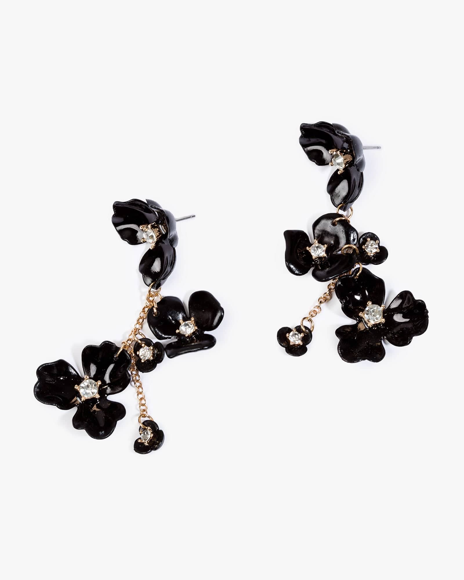 Black Acrylic Flower Statement Earrings