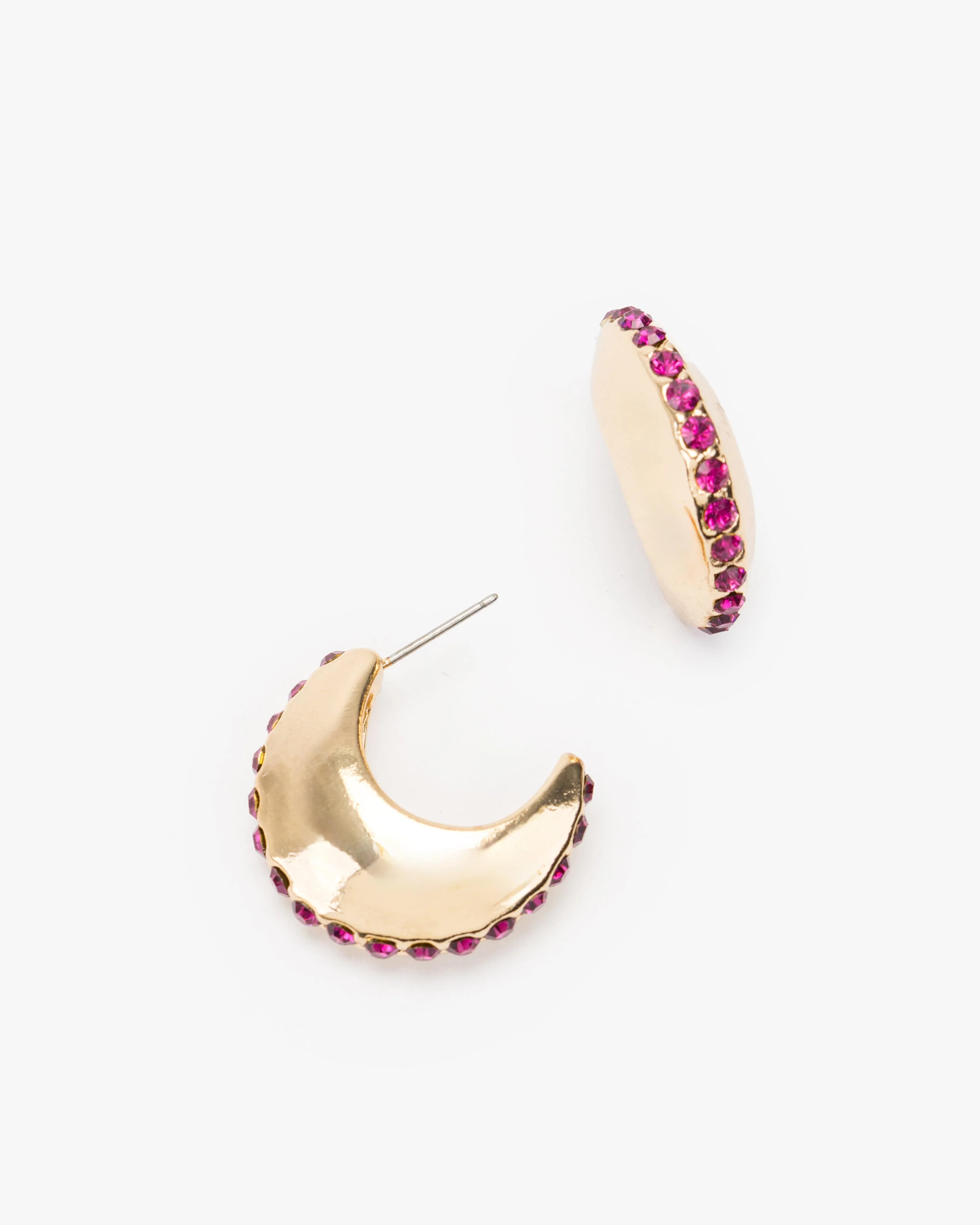 Pink Studded Line Hoop Earrings