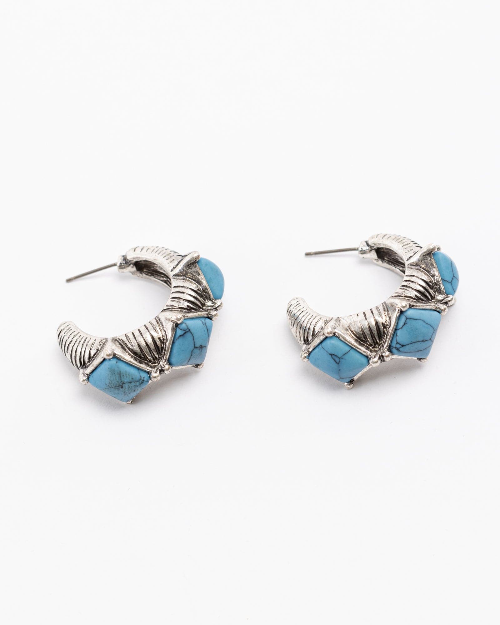 Multi Colour Antique Look Stone Hoop Earrings