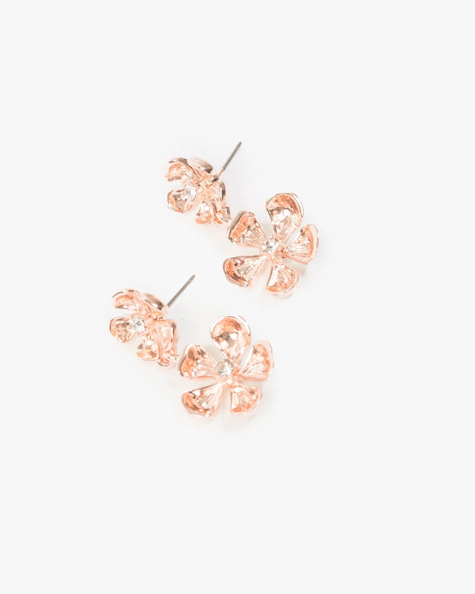 Rose Gold Small Flower Drop Earrings