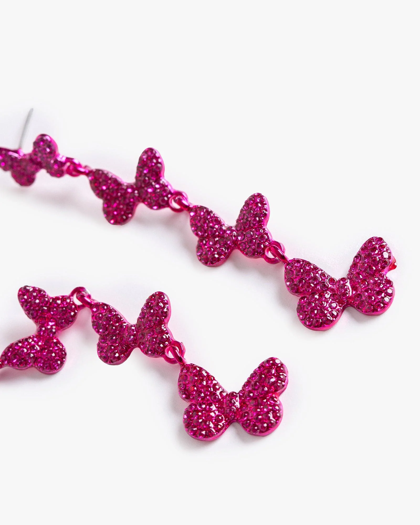 Pink Pave Butterfly Statement Earrings
