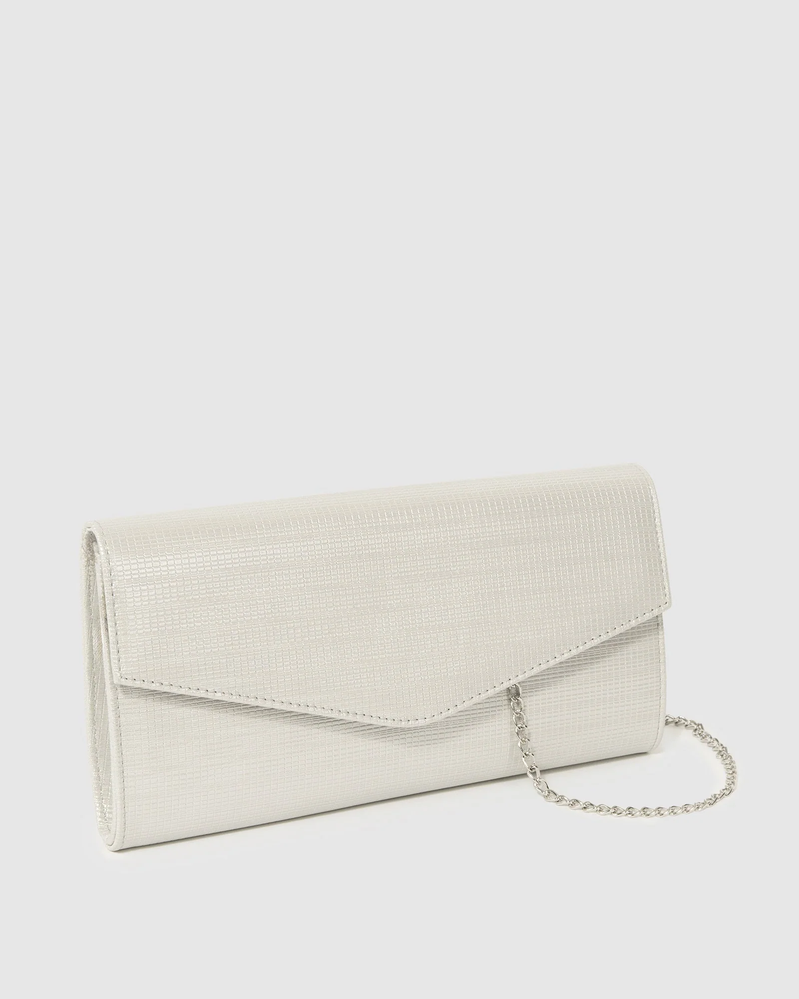 Silver Breena Envelope Clutch Bag