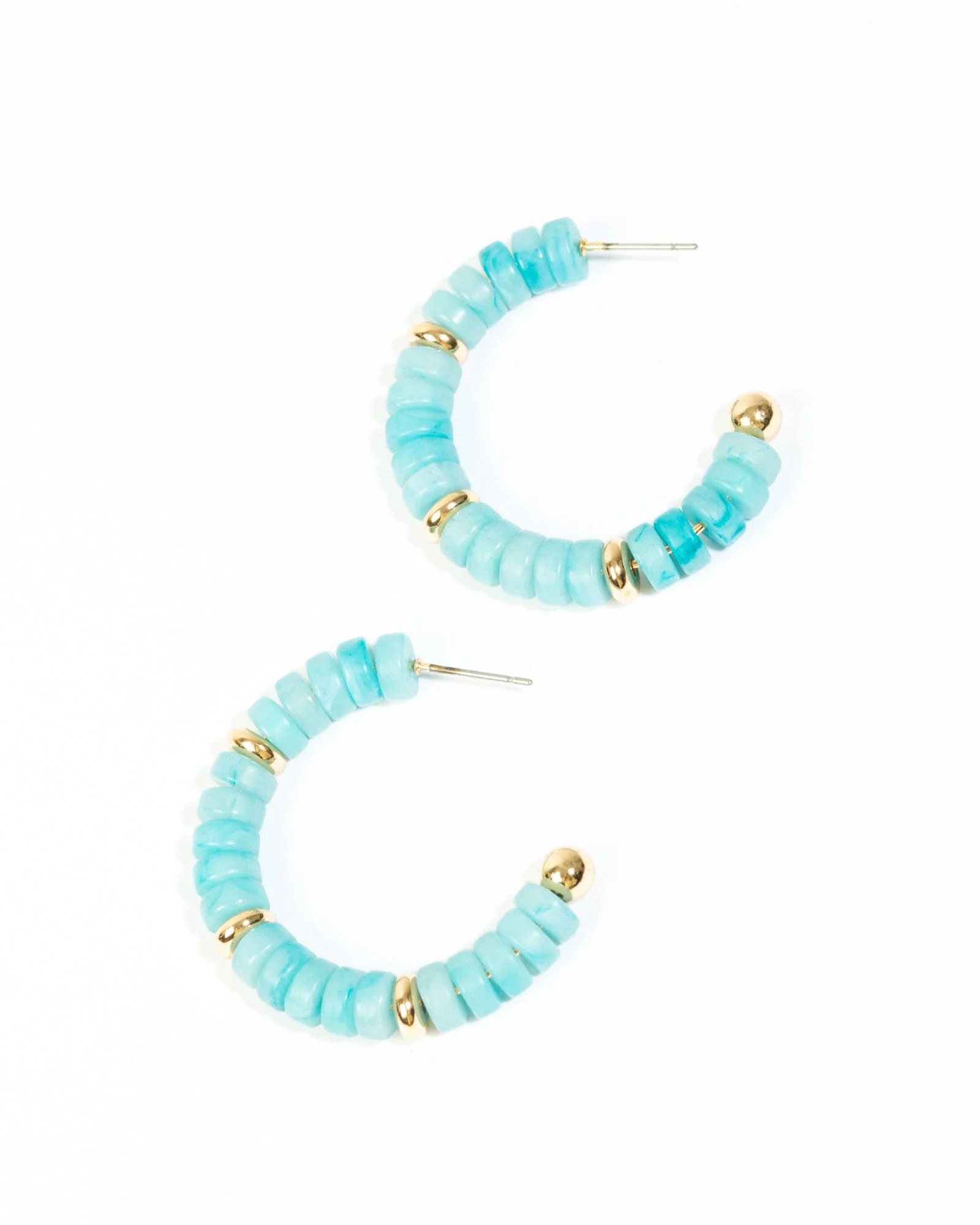 Blue Multi Beaded Hoop Earrings