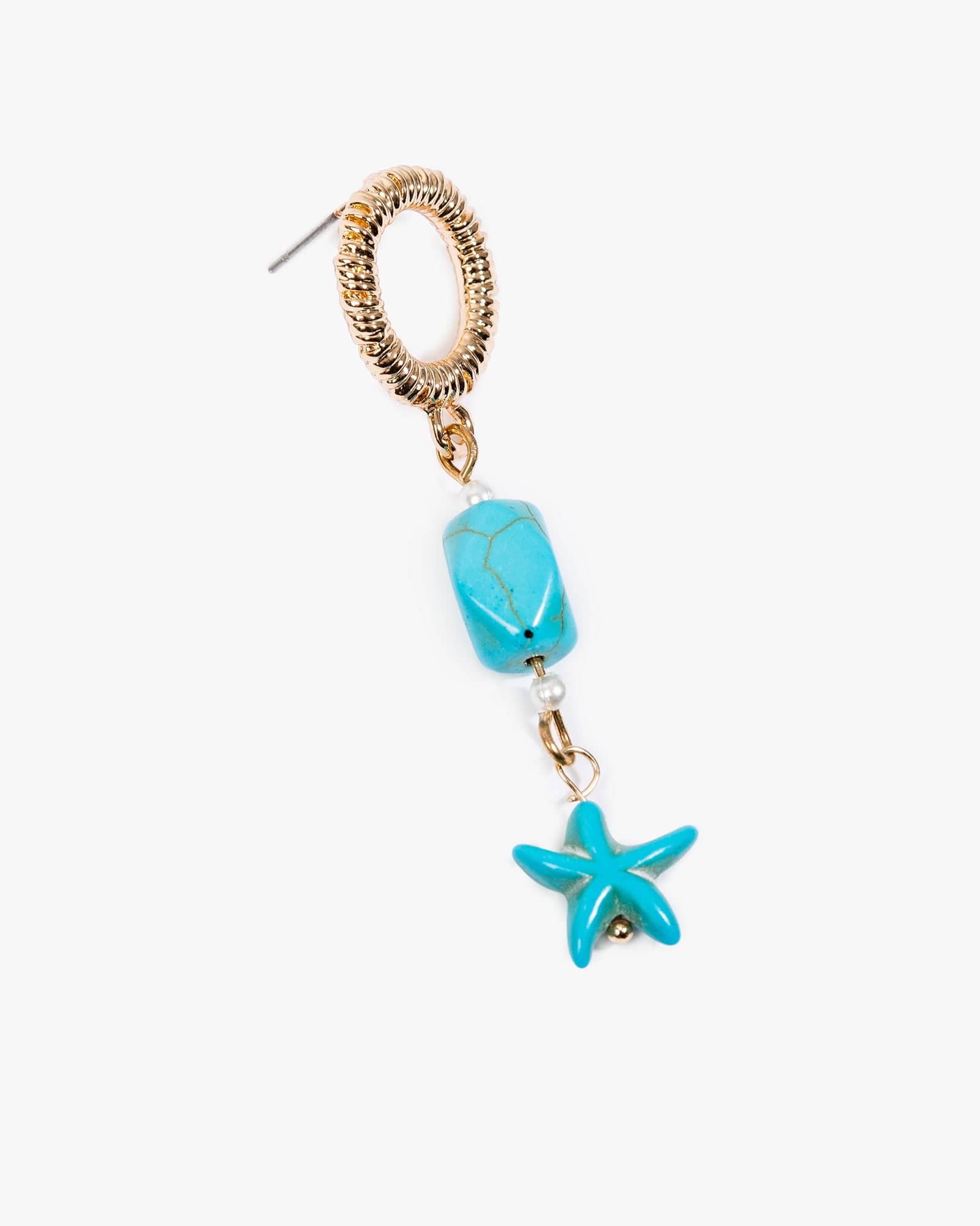 Blue Double Sea Charm Drop Earrings