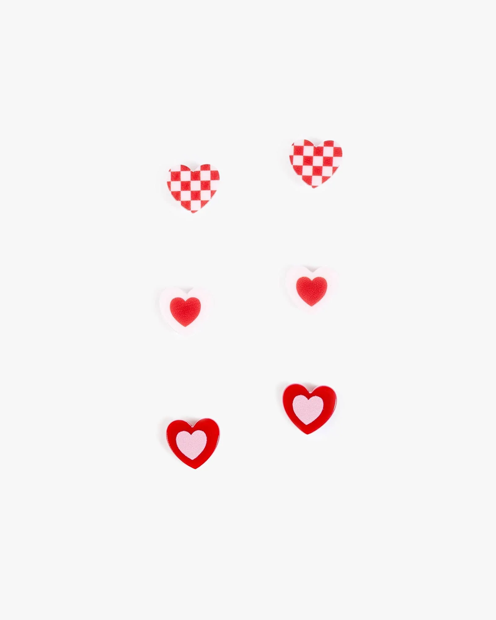 White 3 Pack Love Heart Stud Earrings