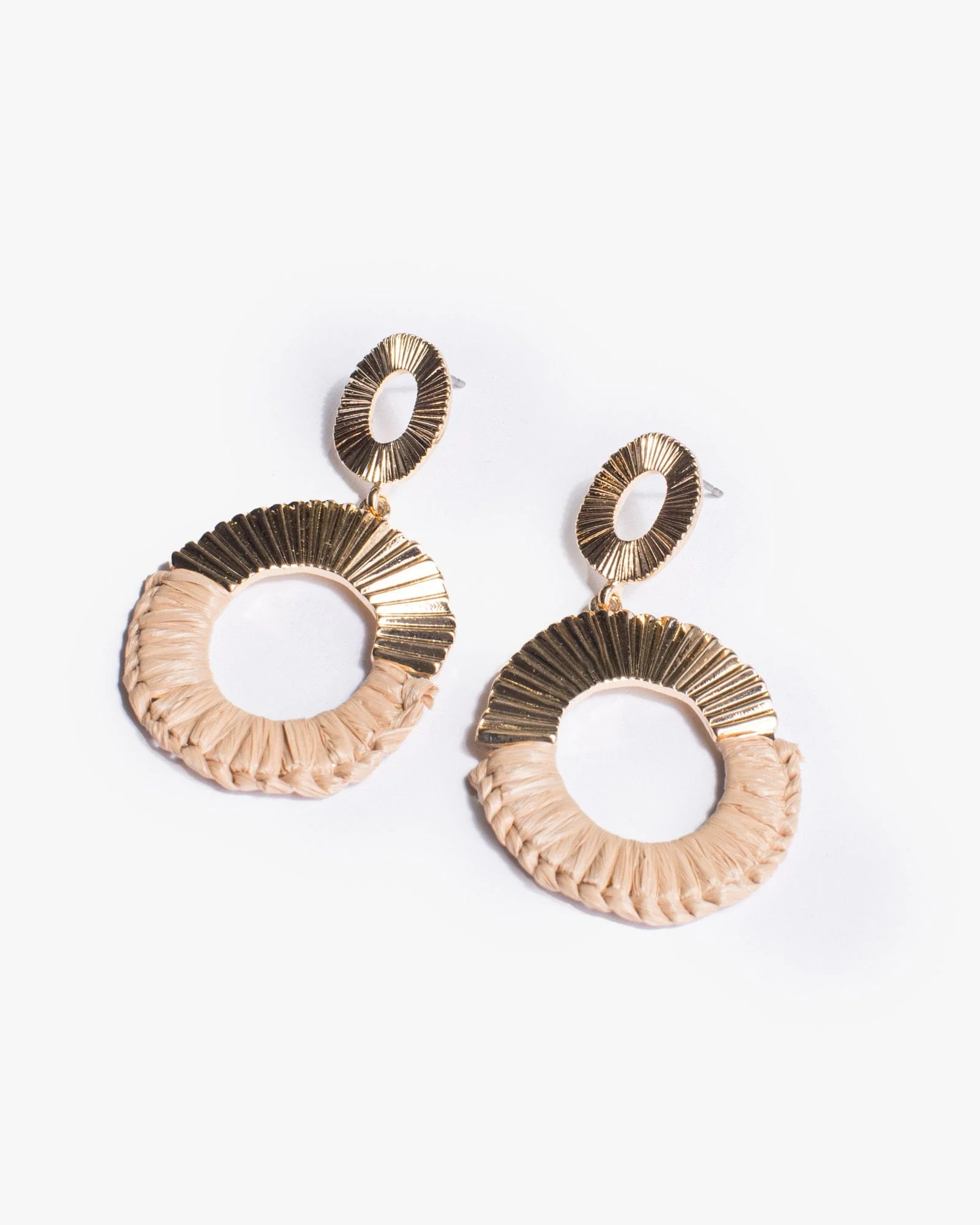Brown Half Wrapped Oval Earrings