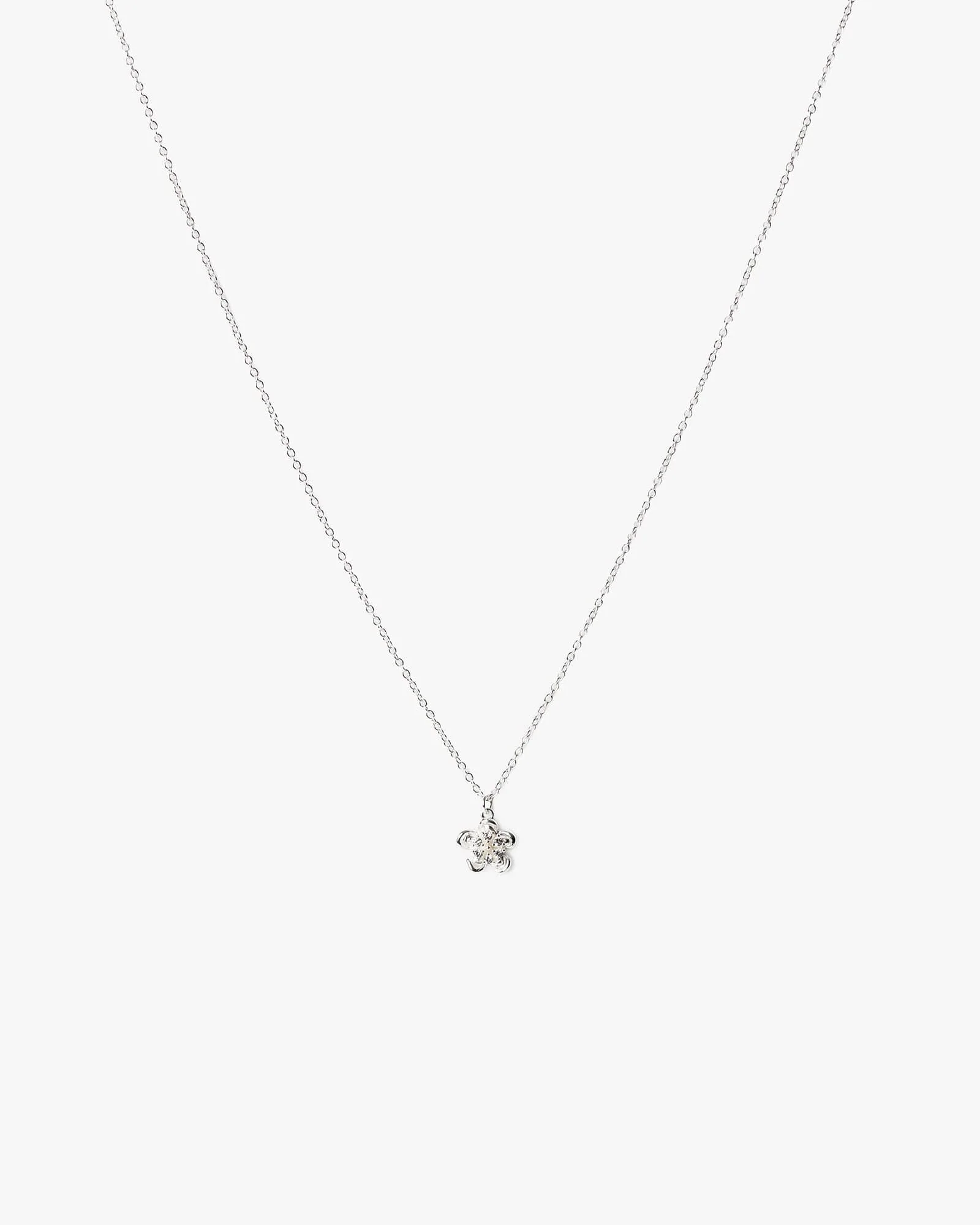 Silver Cubic Zirconia Flower Necklace
