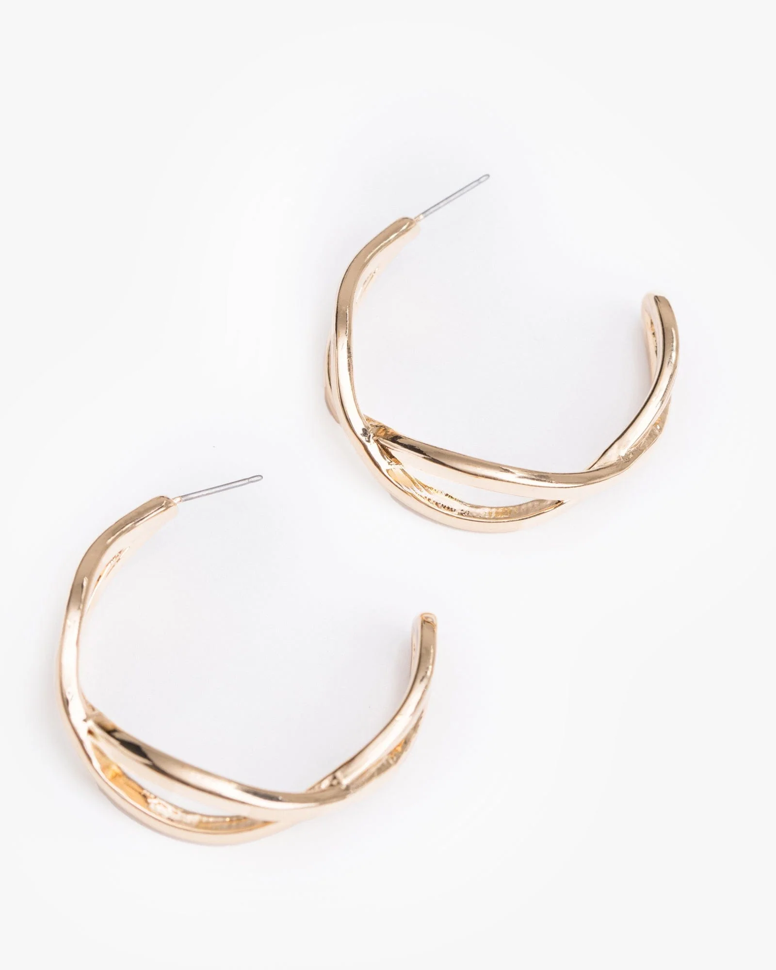 Gold Light Twist Hoop Earrings