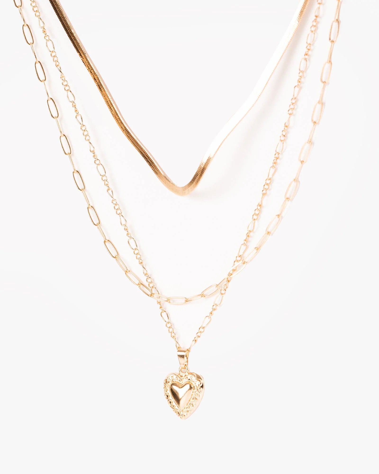 Gold Snake Chain Heart Pack