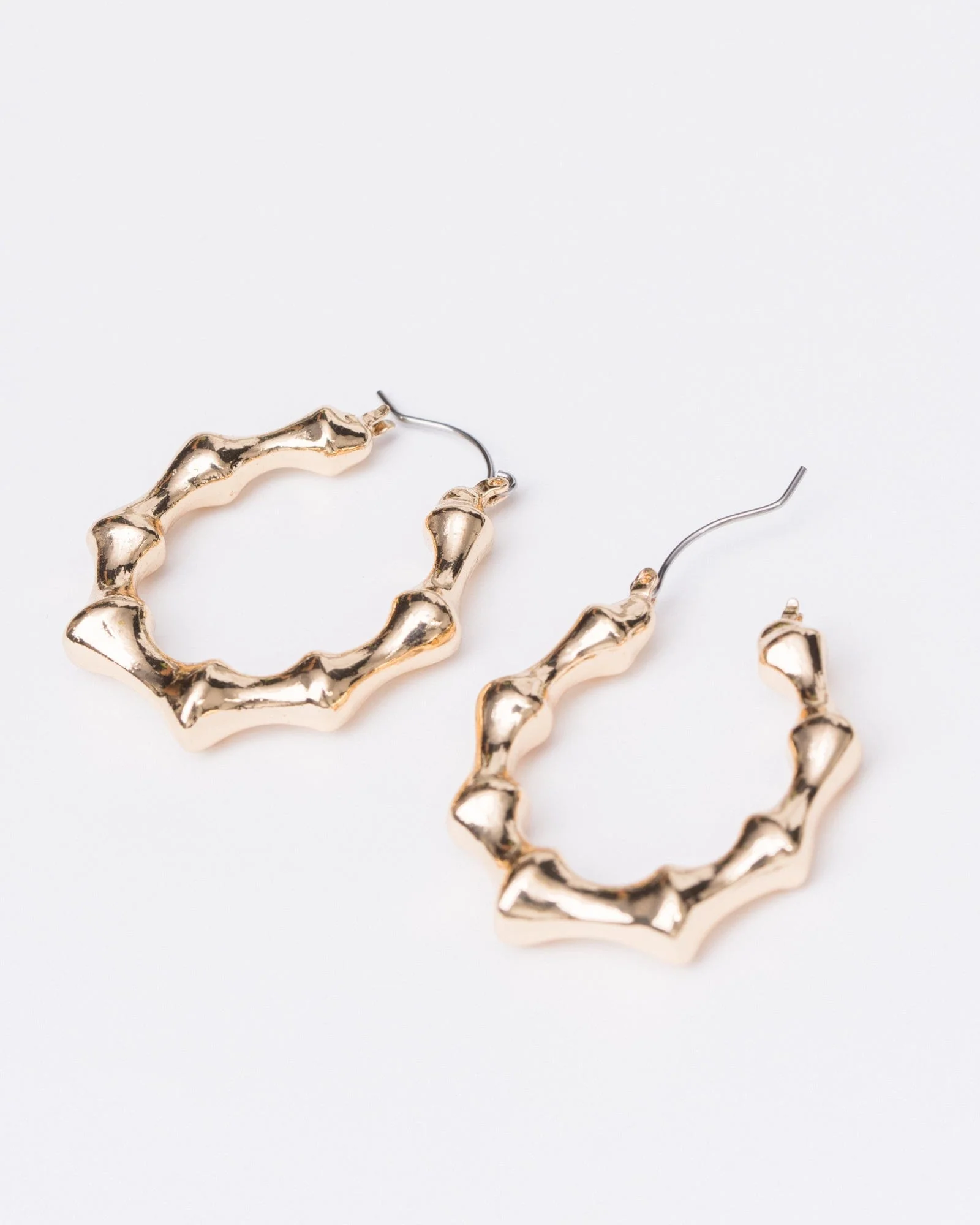 Gold Medium Bamboo Hoop Earrings