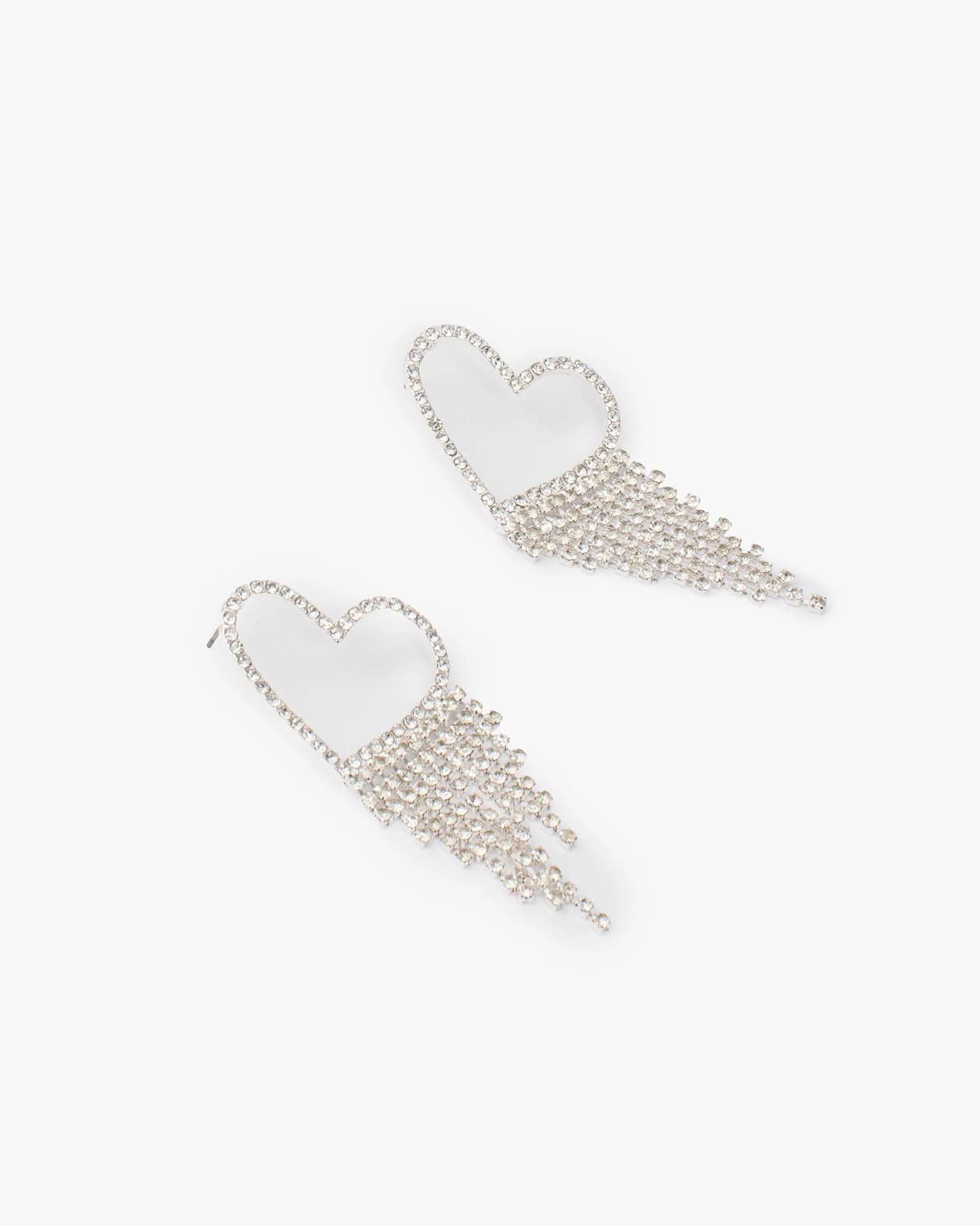 Crystal Rhinestone Heart Tassel Earrings