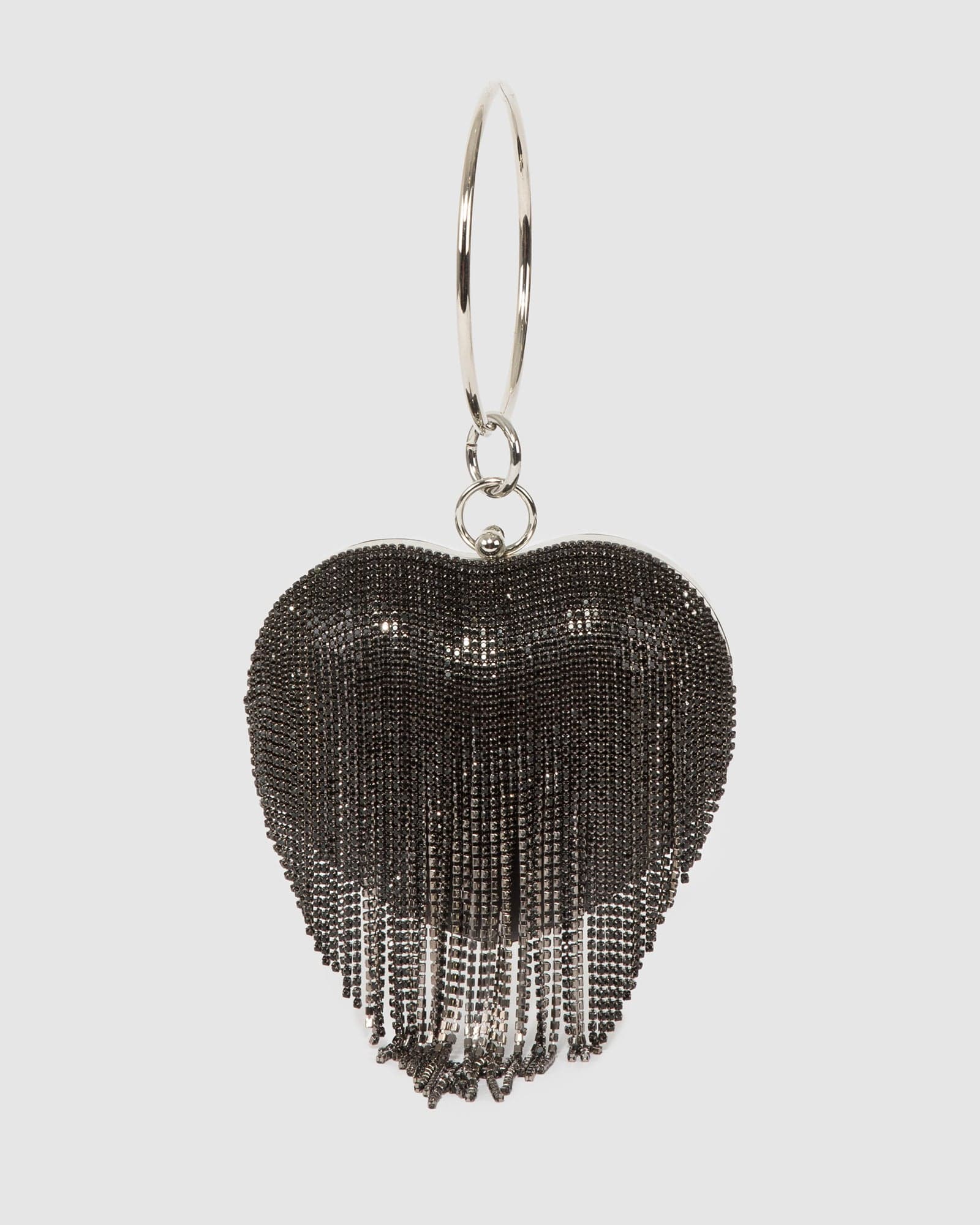 Black Top Handle Clutch Bag