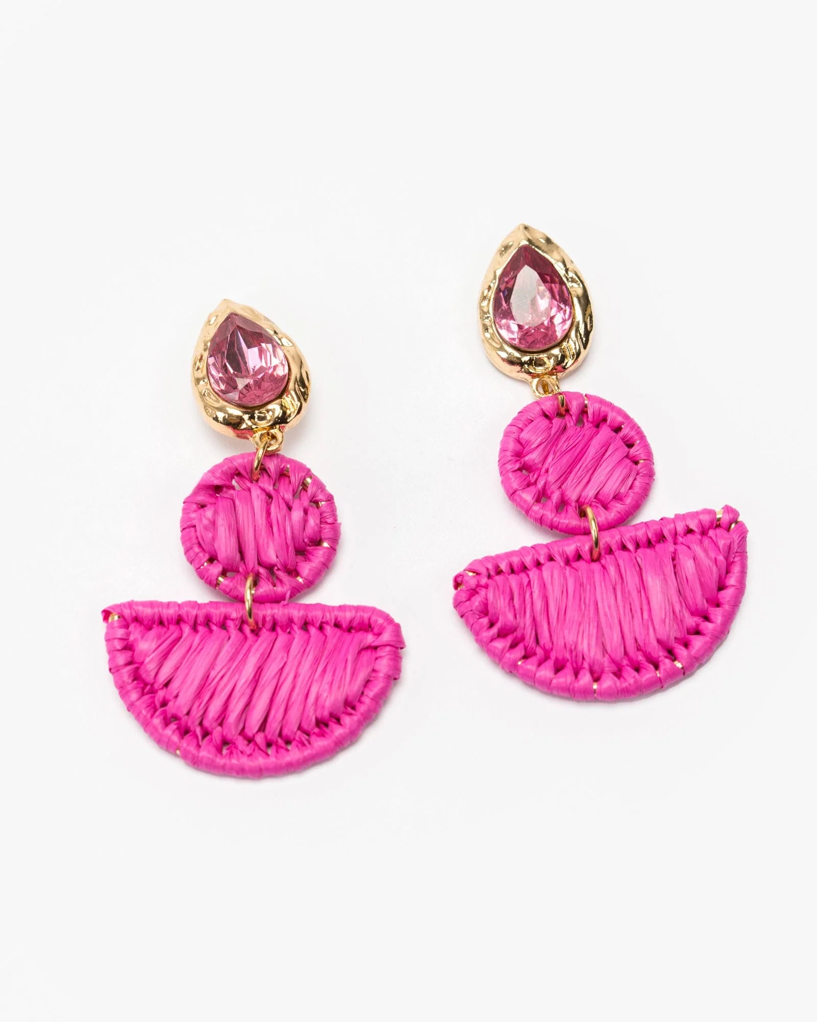 Pink Wrapped Tear Drop Earrings
