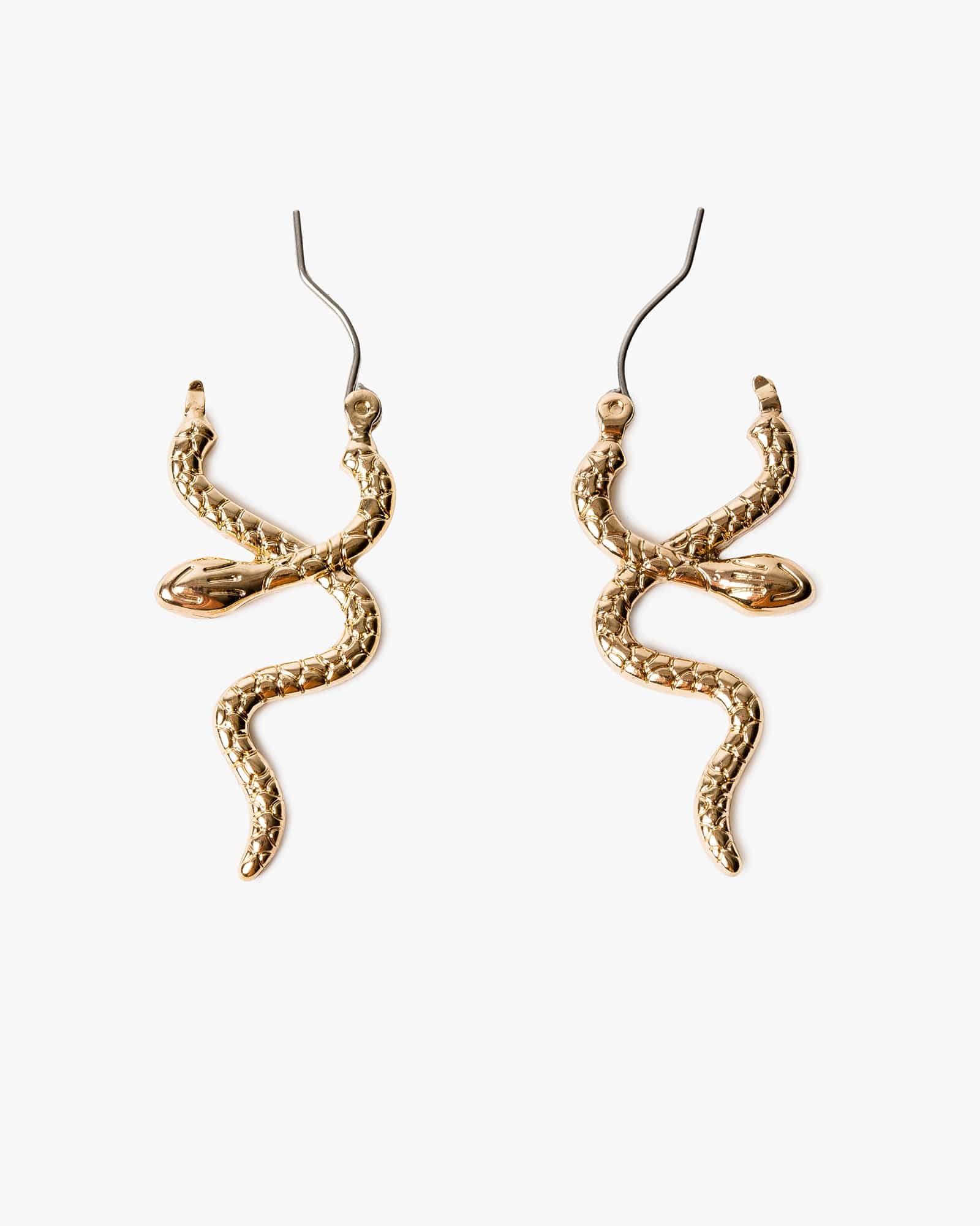 Gold Textured Snake Twist Earrings