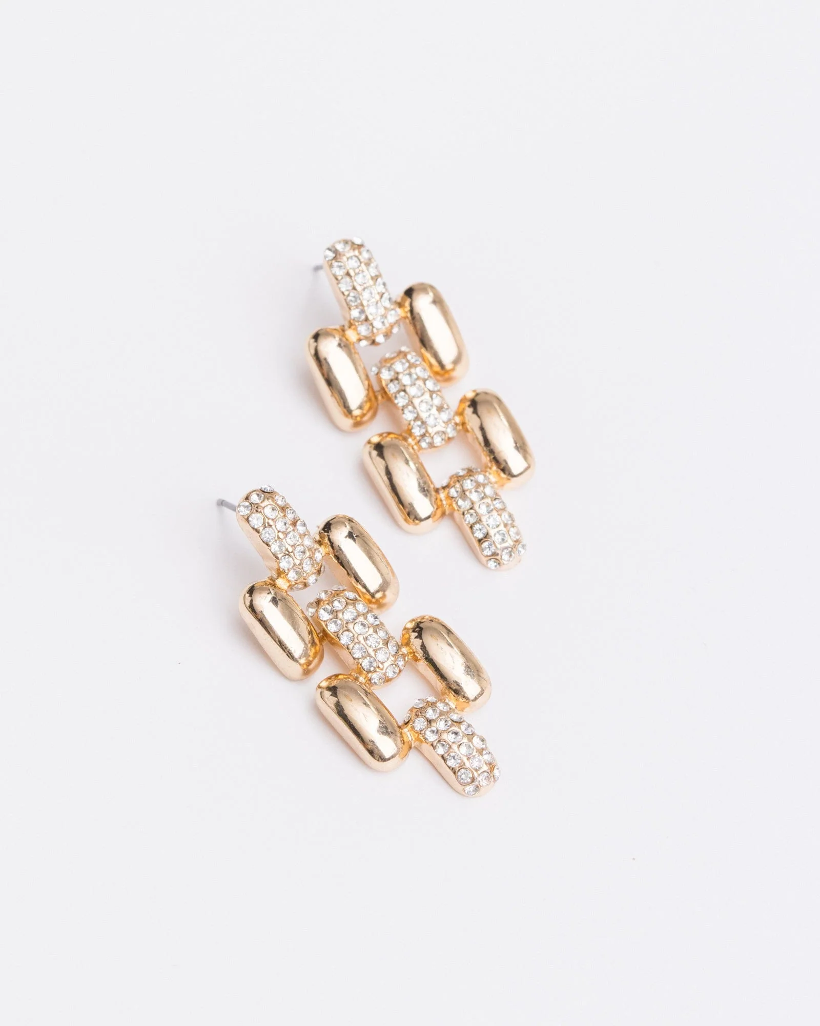 Gold Chain Link Band Drop Earrings