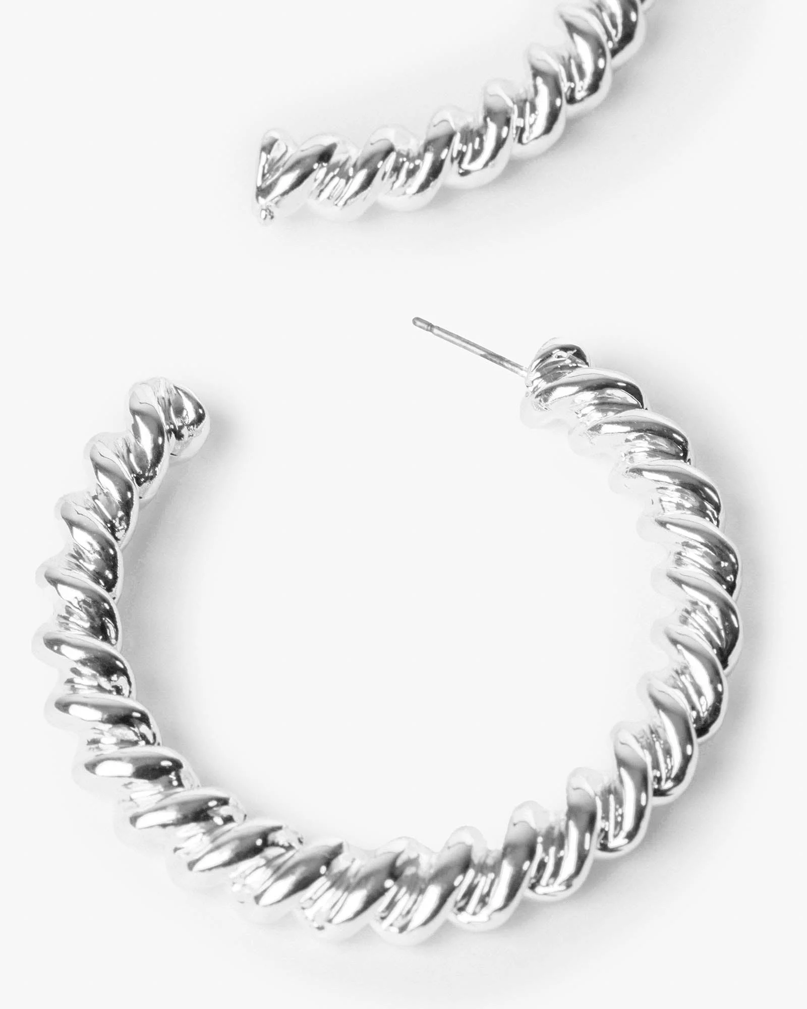 Silver Medium Tight Twist Hoop Earrings