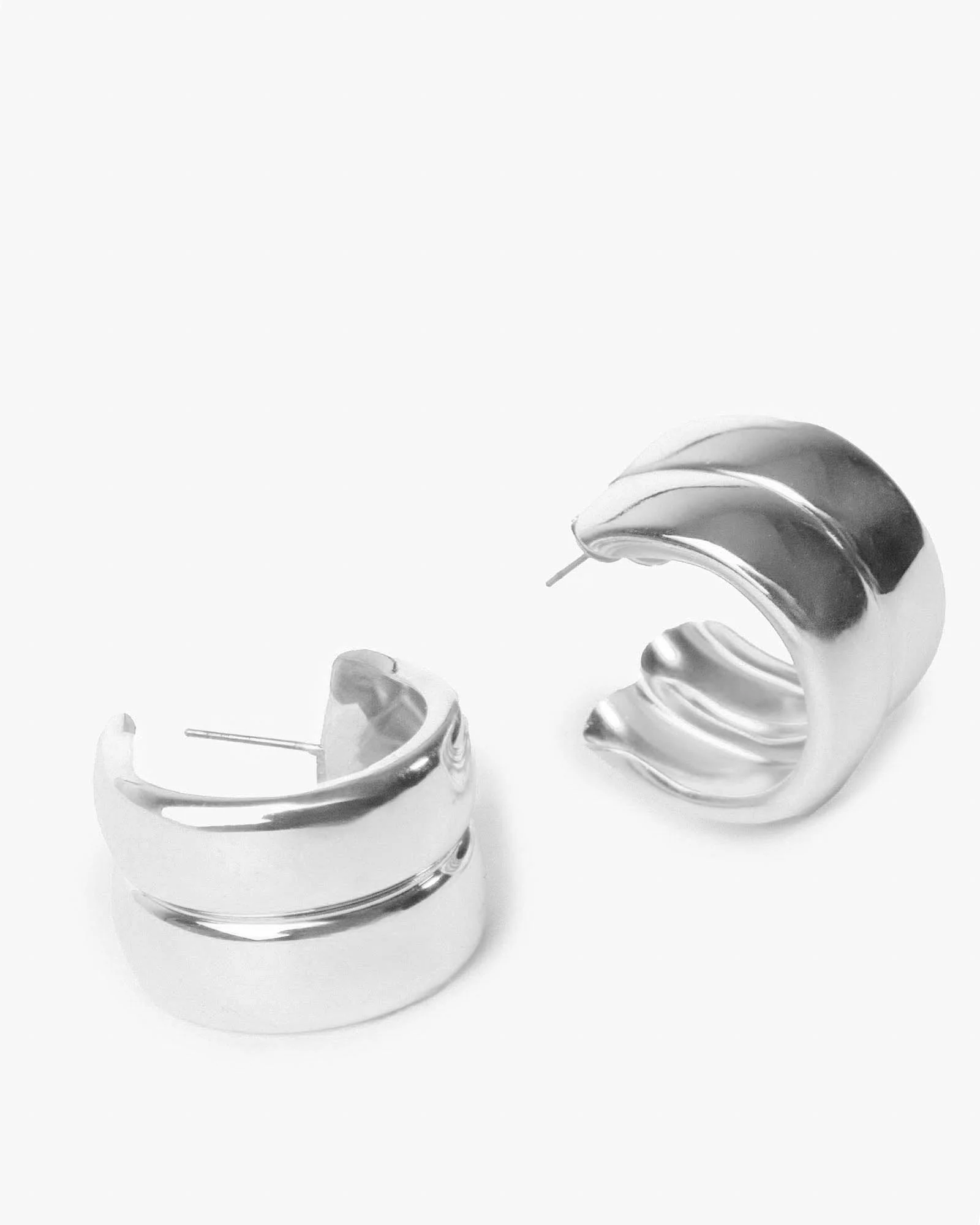 Silver Double Chubby Hoop Earrings