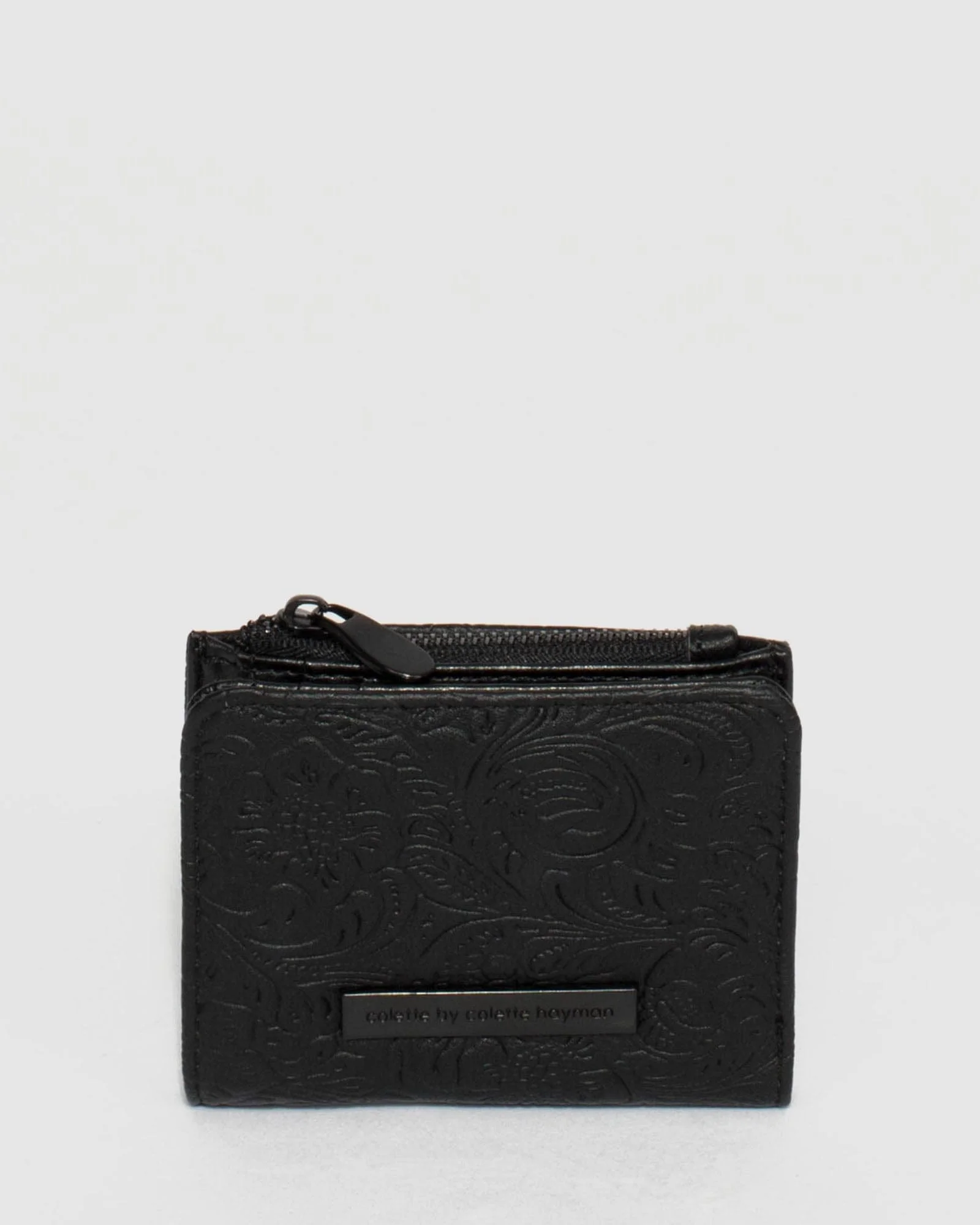 Black And Gunmetal Textured Han Mini Wallet