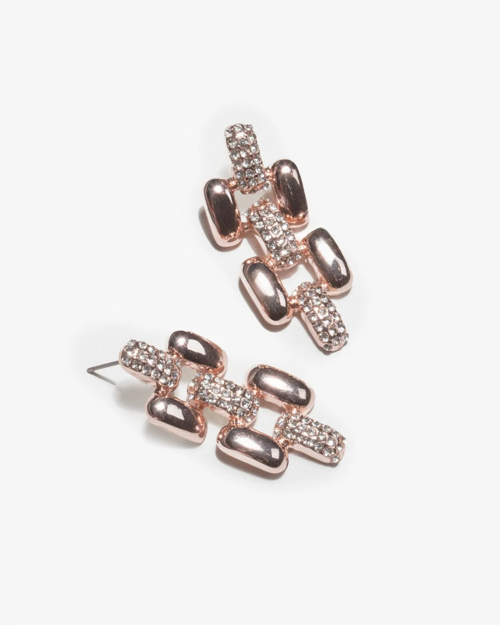 Rose Gold Chain Link Band Drop Earrings