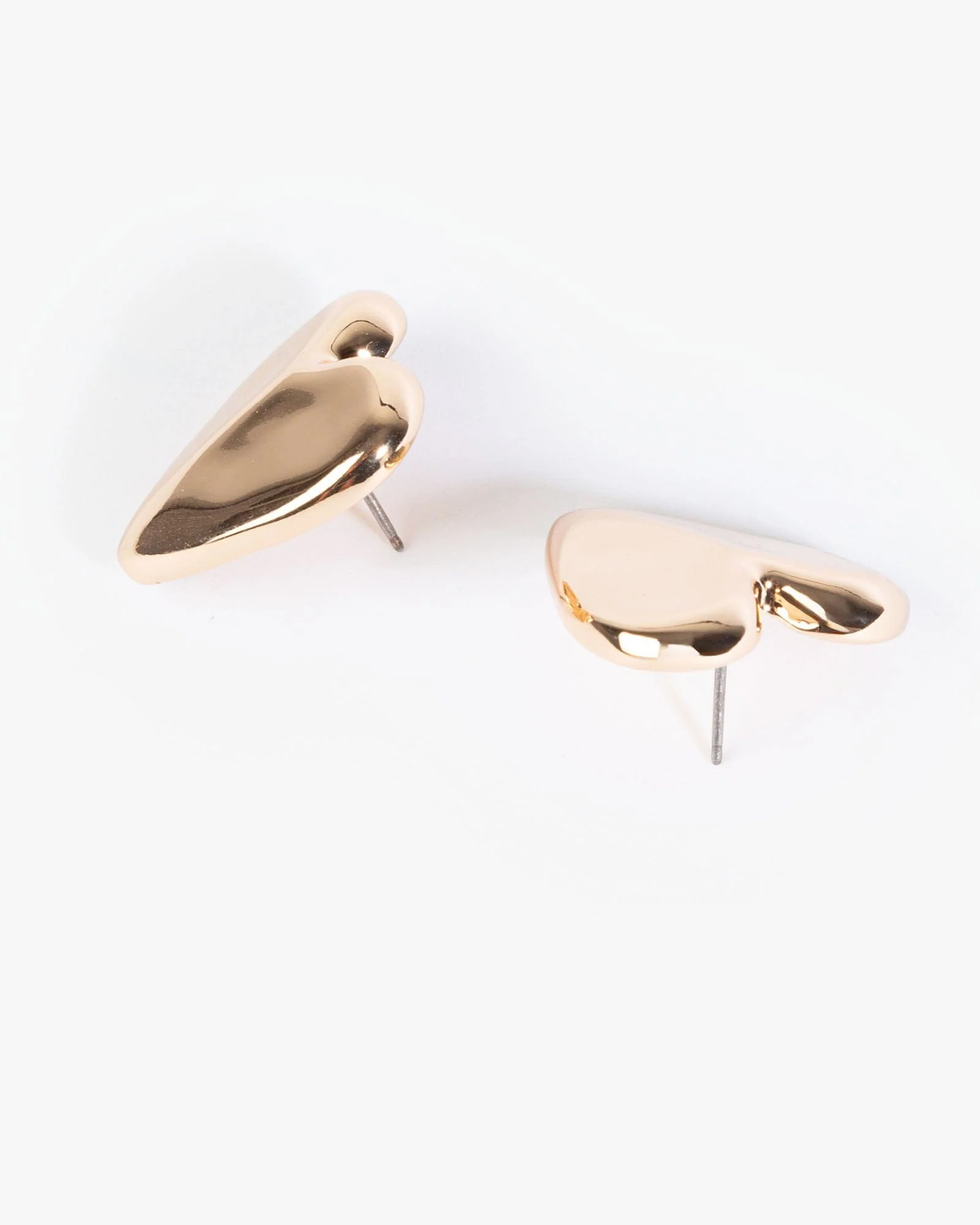 Gold Irregular Heart Statement Stud Earrings